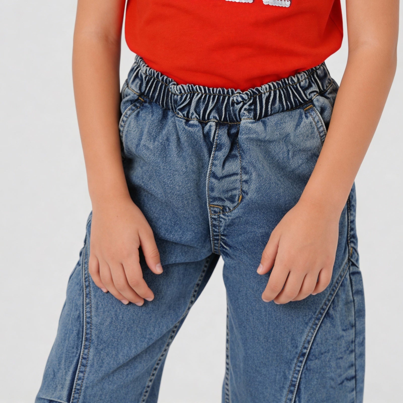 Boys Comfortabel Loose Fit Cargo Jorts With Heavily Washed
