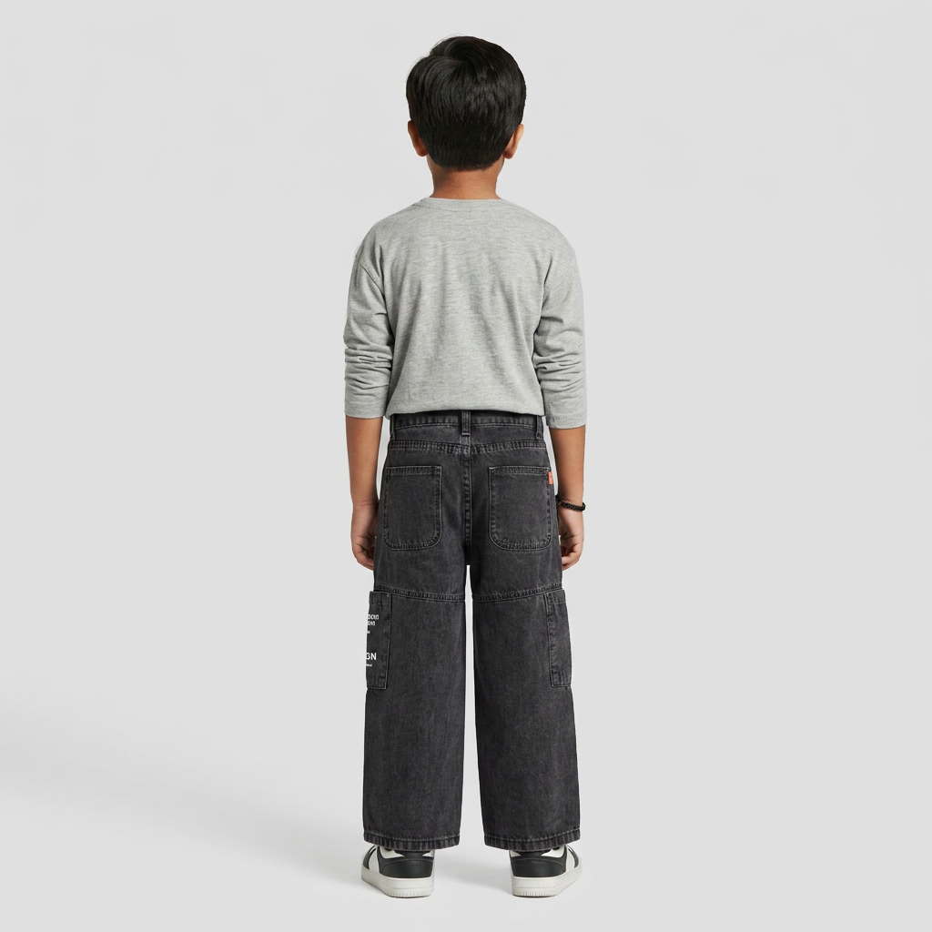 Boys Solid Loose Fit Mid Rise Jeans
