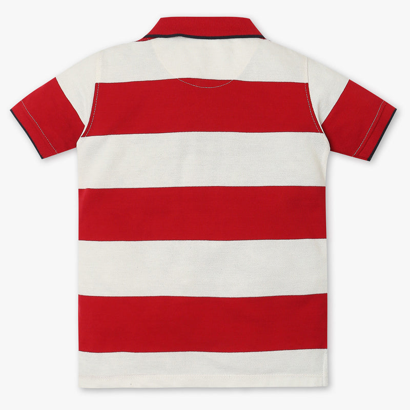 Boys Regular Fit Striped Polo T-Shirt