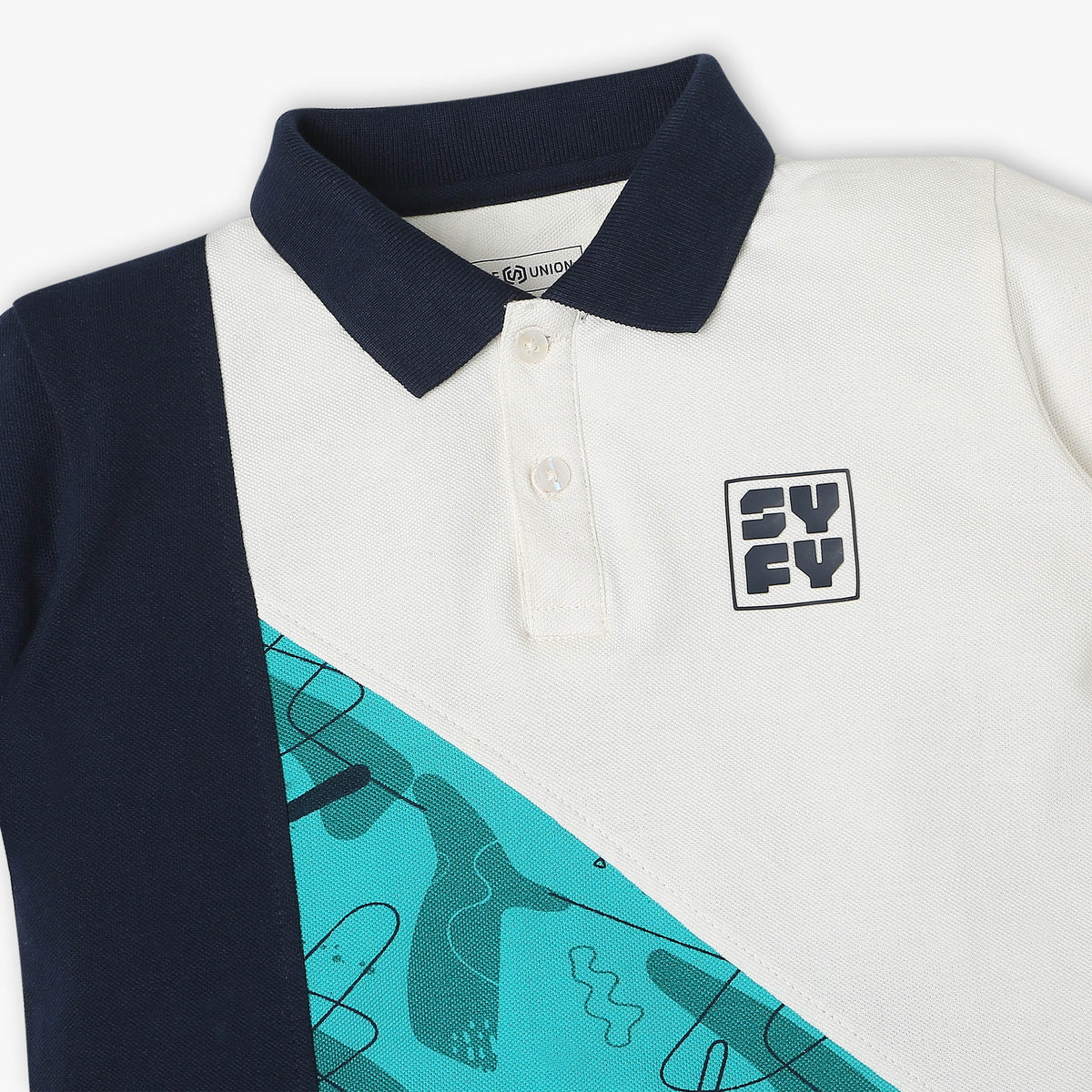 Boys Regular Fit Cut and Sew Polo T-Shirt