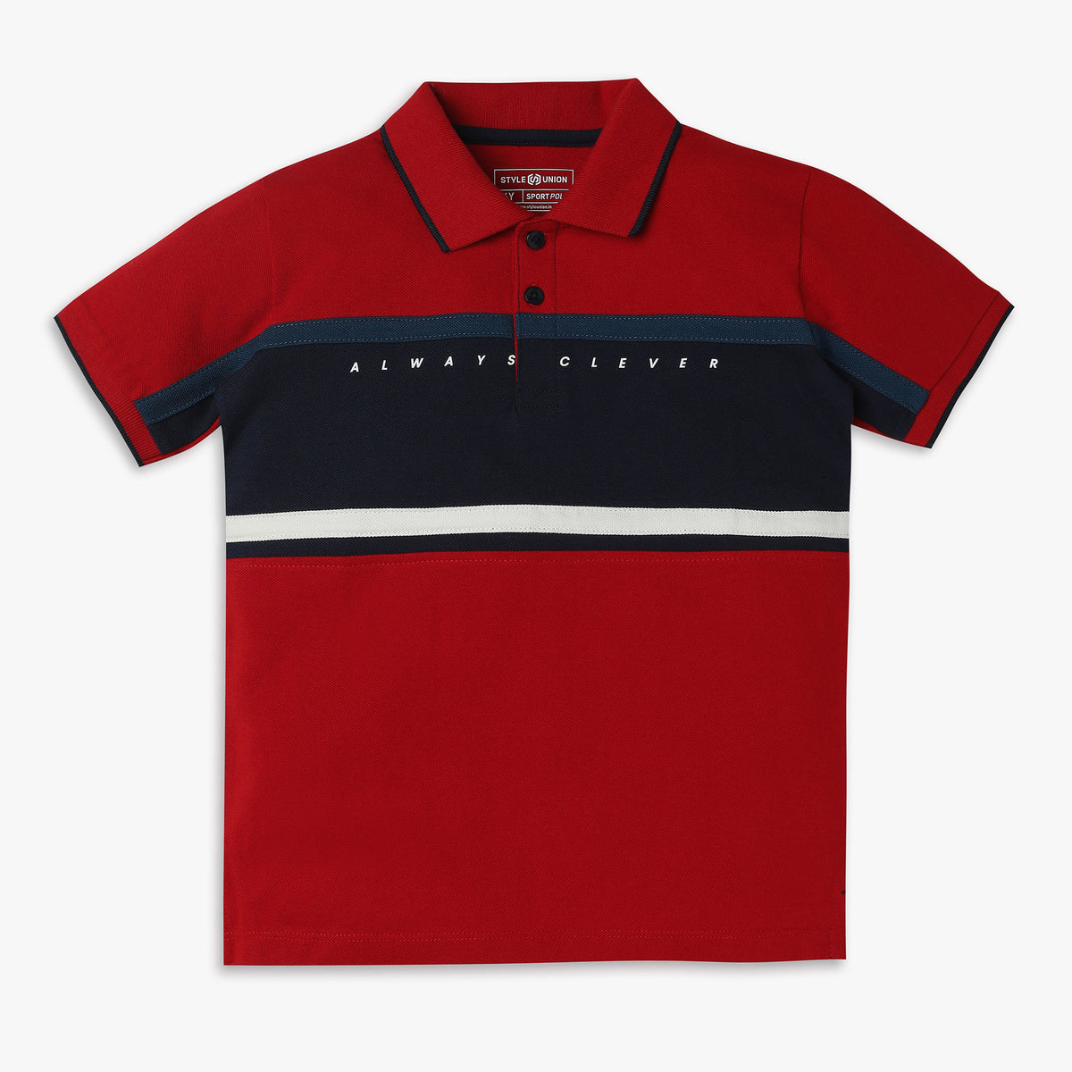 Boys Regular Fit Cut and Sew Polo T-Shirt