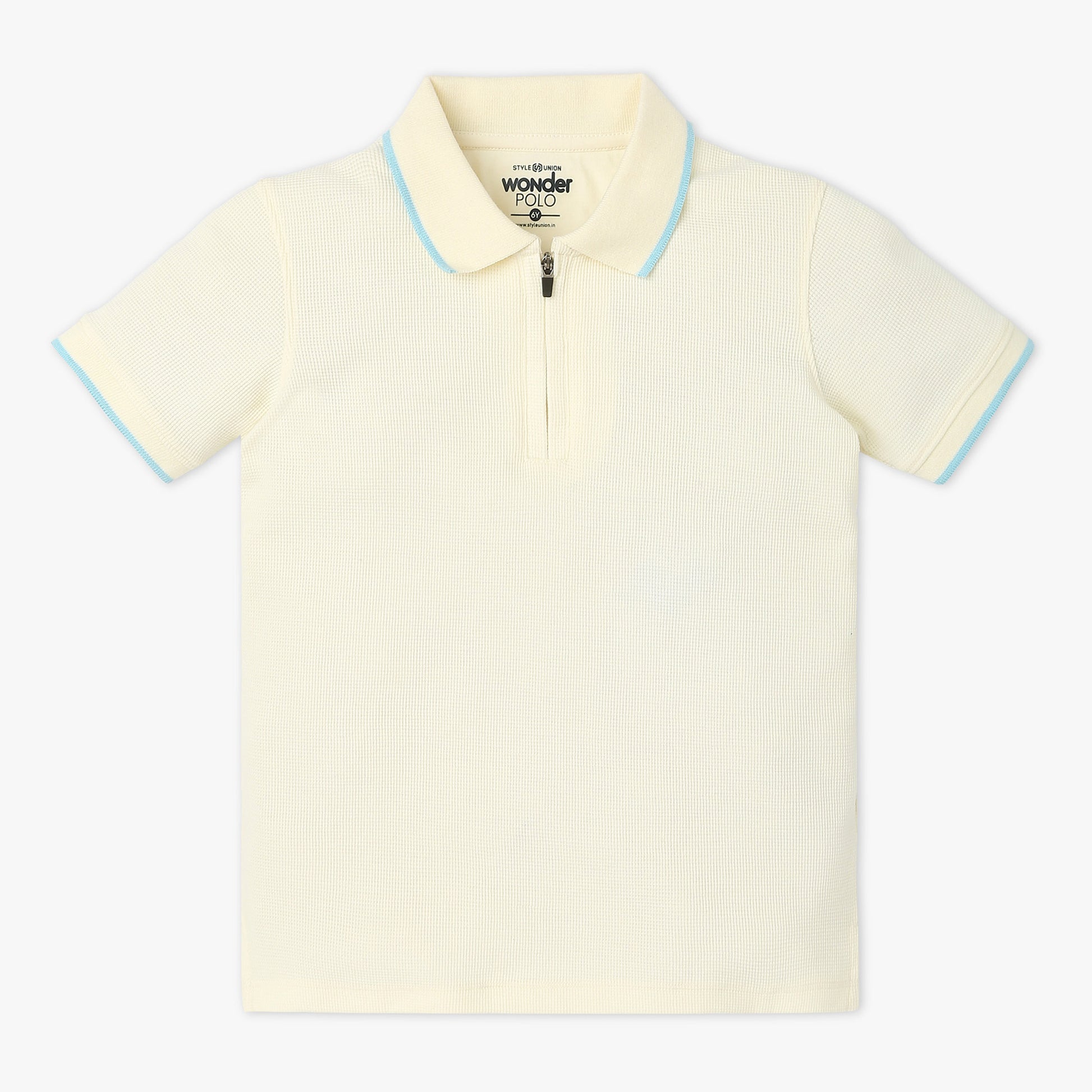 Boys Polo Neck Solid Wonder Reverse Coil with Zipper Polo T-Shirt