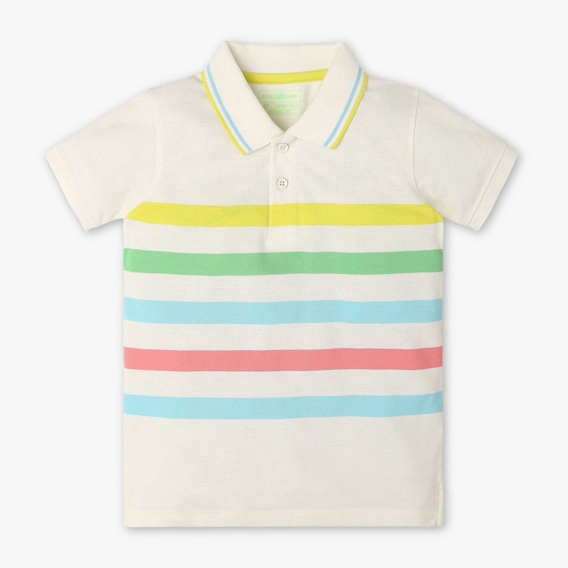Boys Regular Fit Striped Polo Neck Half Sleeve Polo T-Shirt