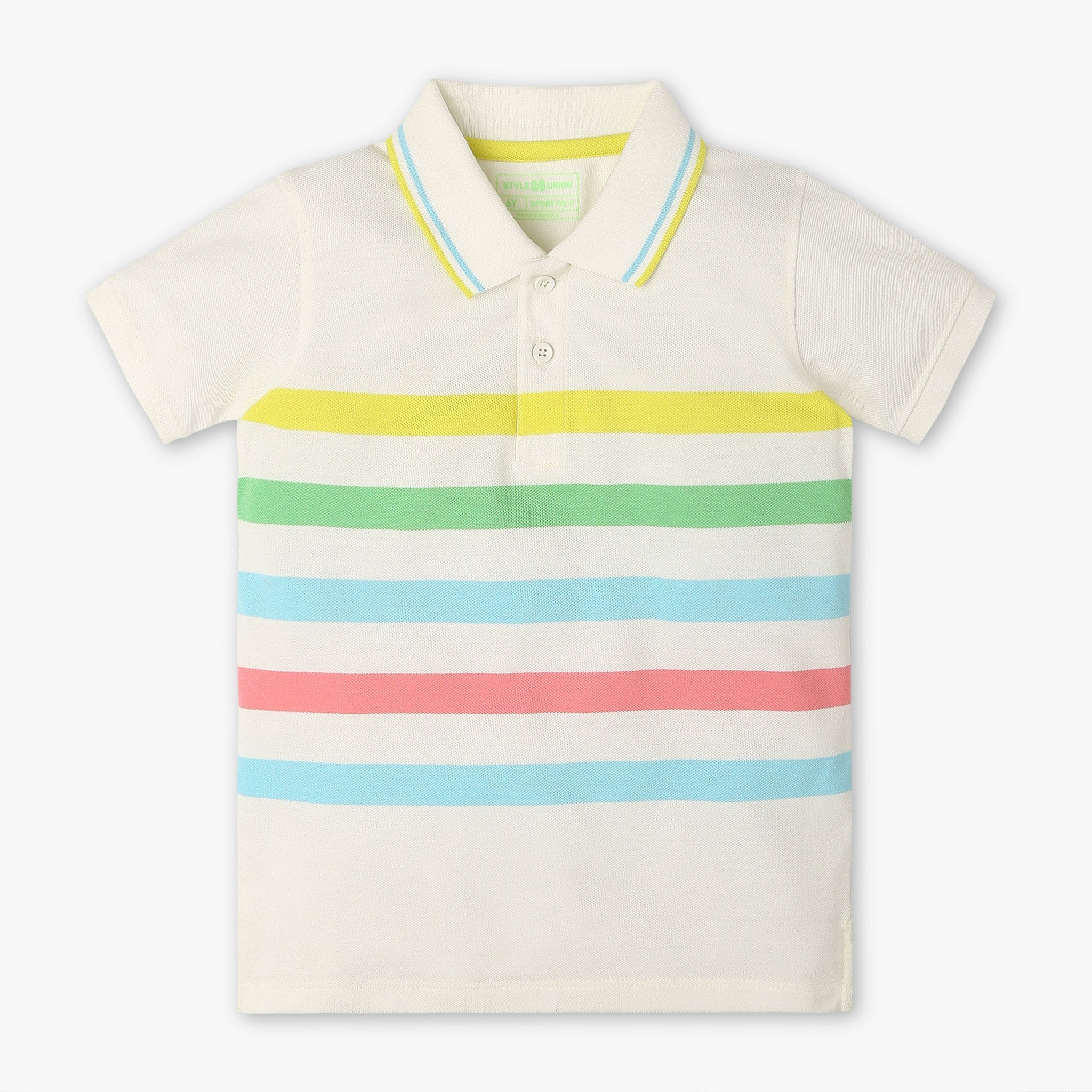 Boys Regular Fit Striped Polo Neck Half Sleeve Polo T-Shirt