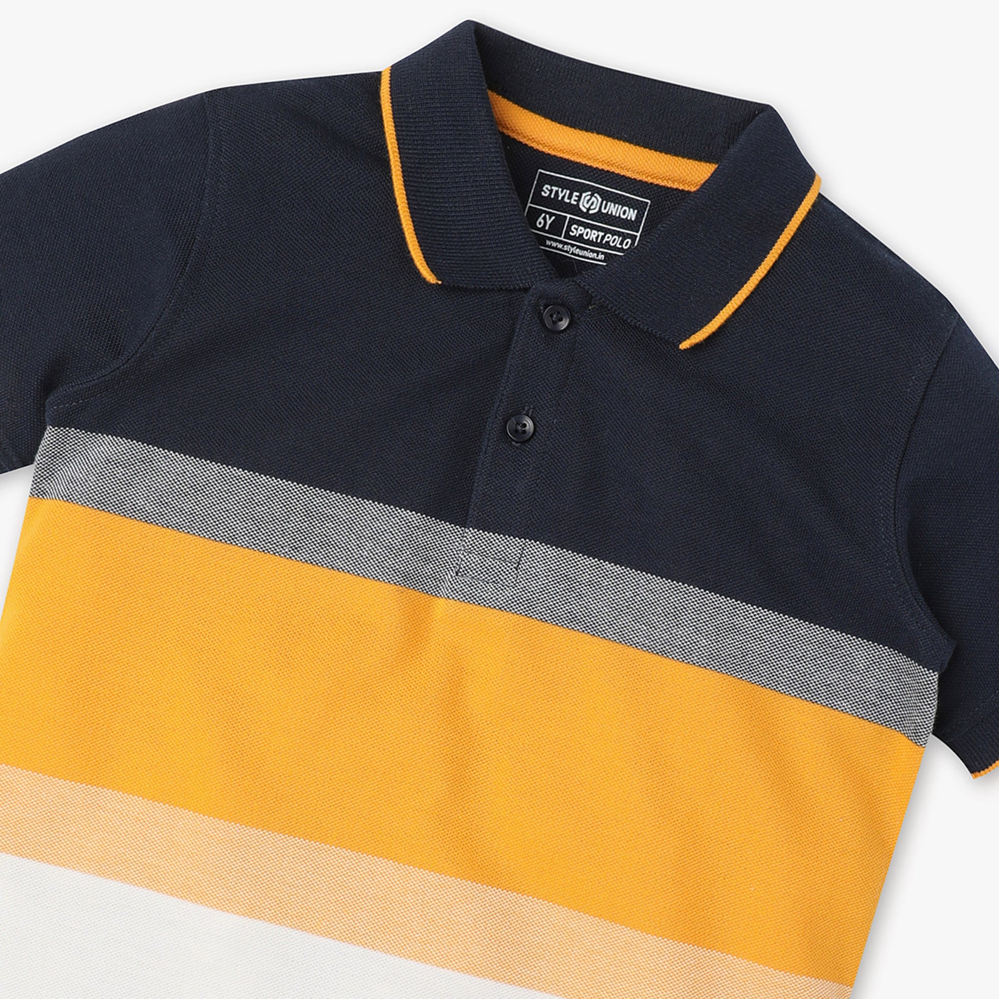 Boys Regular Fit Striped Polo Neck Half Sleeve Polo T-Shirt