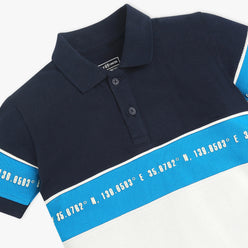 Boys Striped Polo Neck Sports Yarn T-Shirt