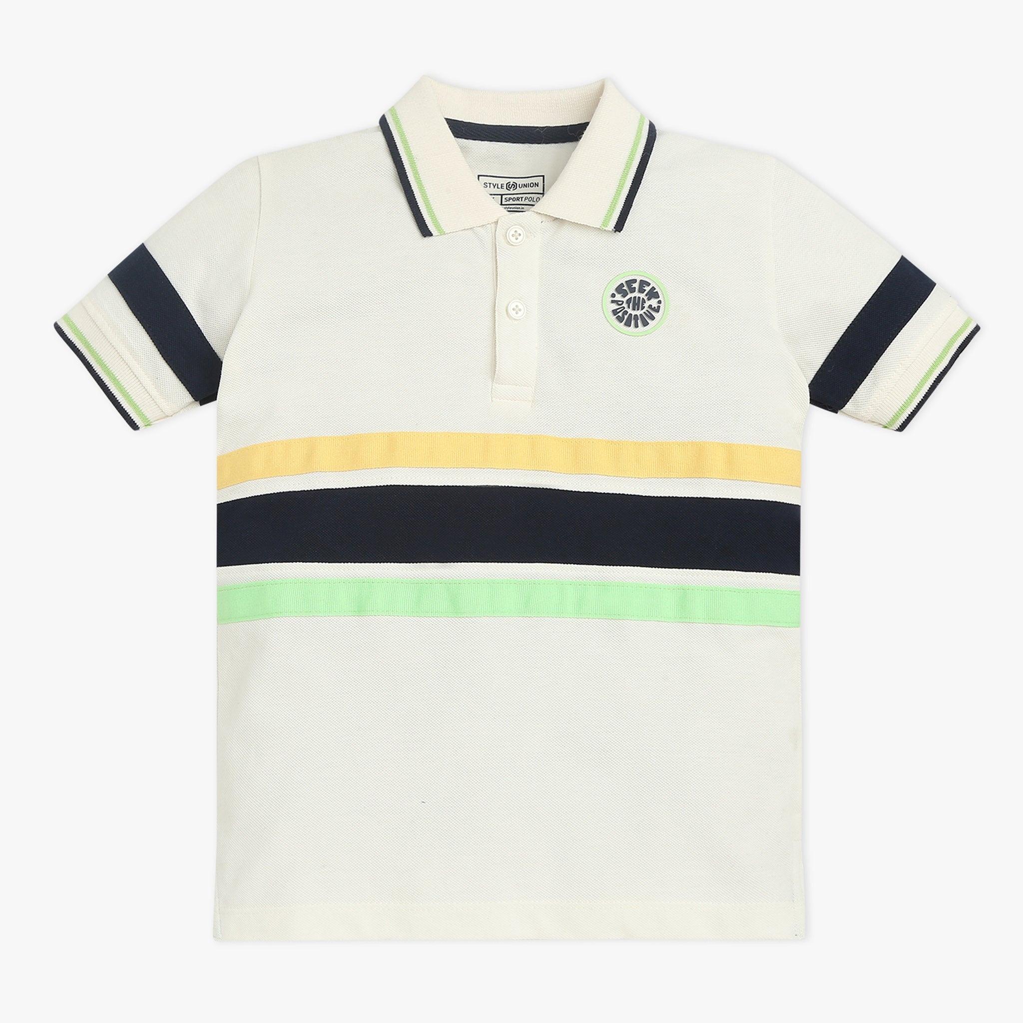 Boys Striped Polo Neck Sports Yarn T-Shirt