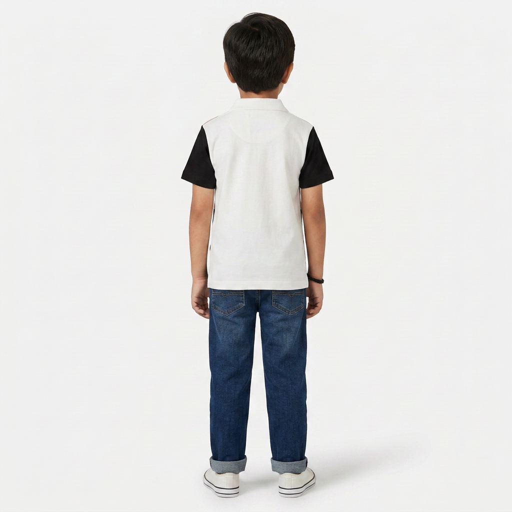 Boys Woven Cut and Sew Polo T-Shirt