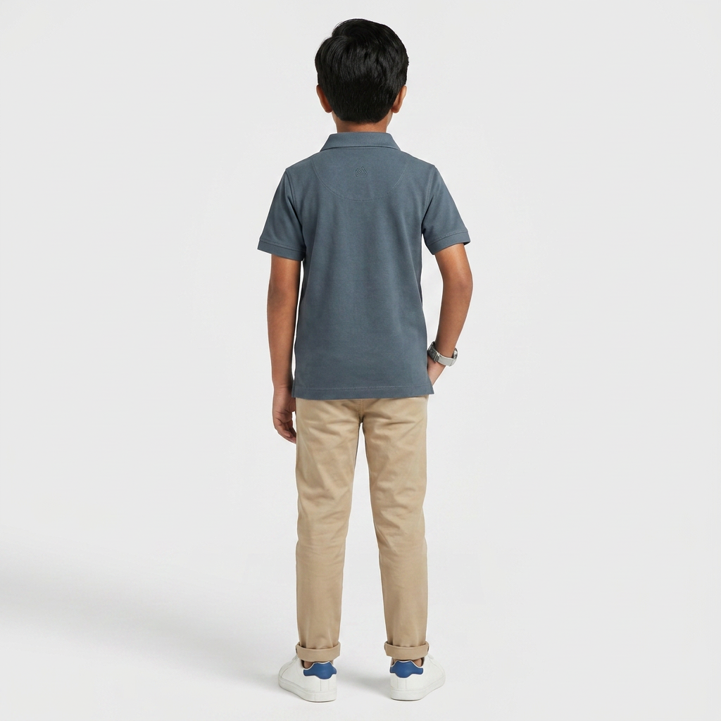 Boys Cut and Sew Zipper Polo T-Shirt