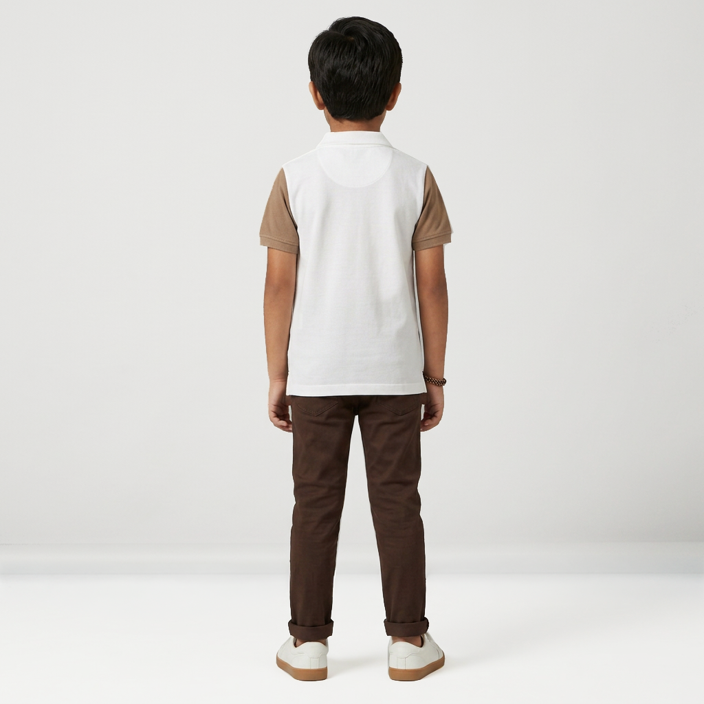 Boys Cotton Cut and Sew Zipper Polo T-Shirt
