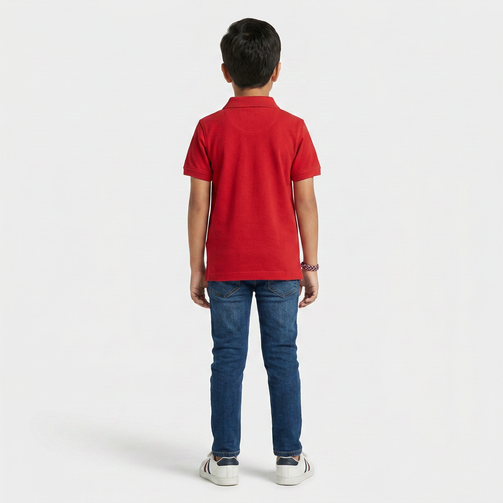 Boys Cotton Cut and Sew Zipper Polo T-Shirt