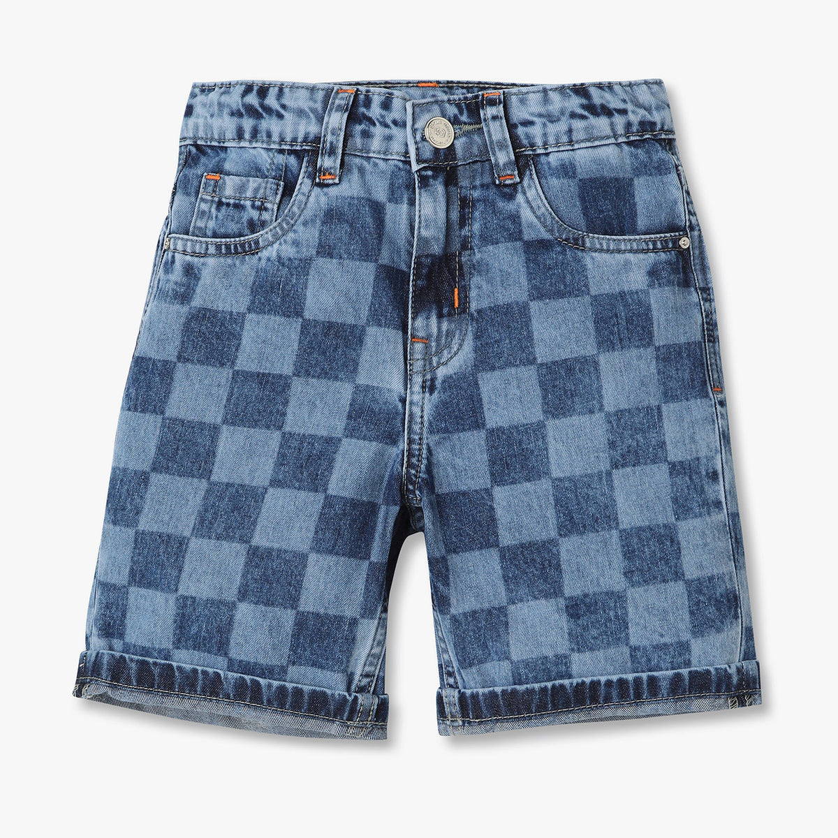 Boys Checkered Mid Rise Shorts