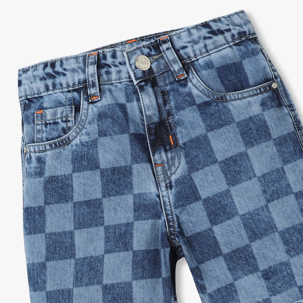 Boys Checkered Mid Rise Shorts