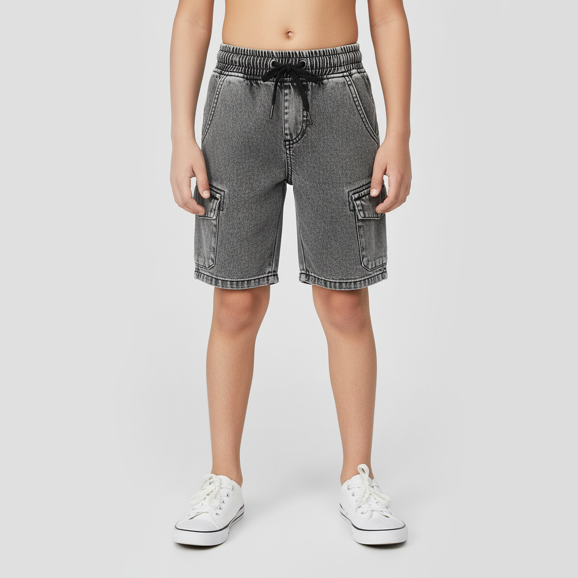 Boys Cotton Solid Casual Double Pocket Shorts