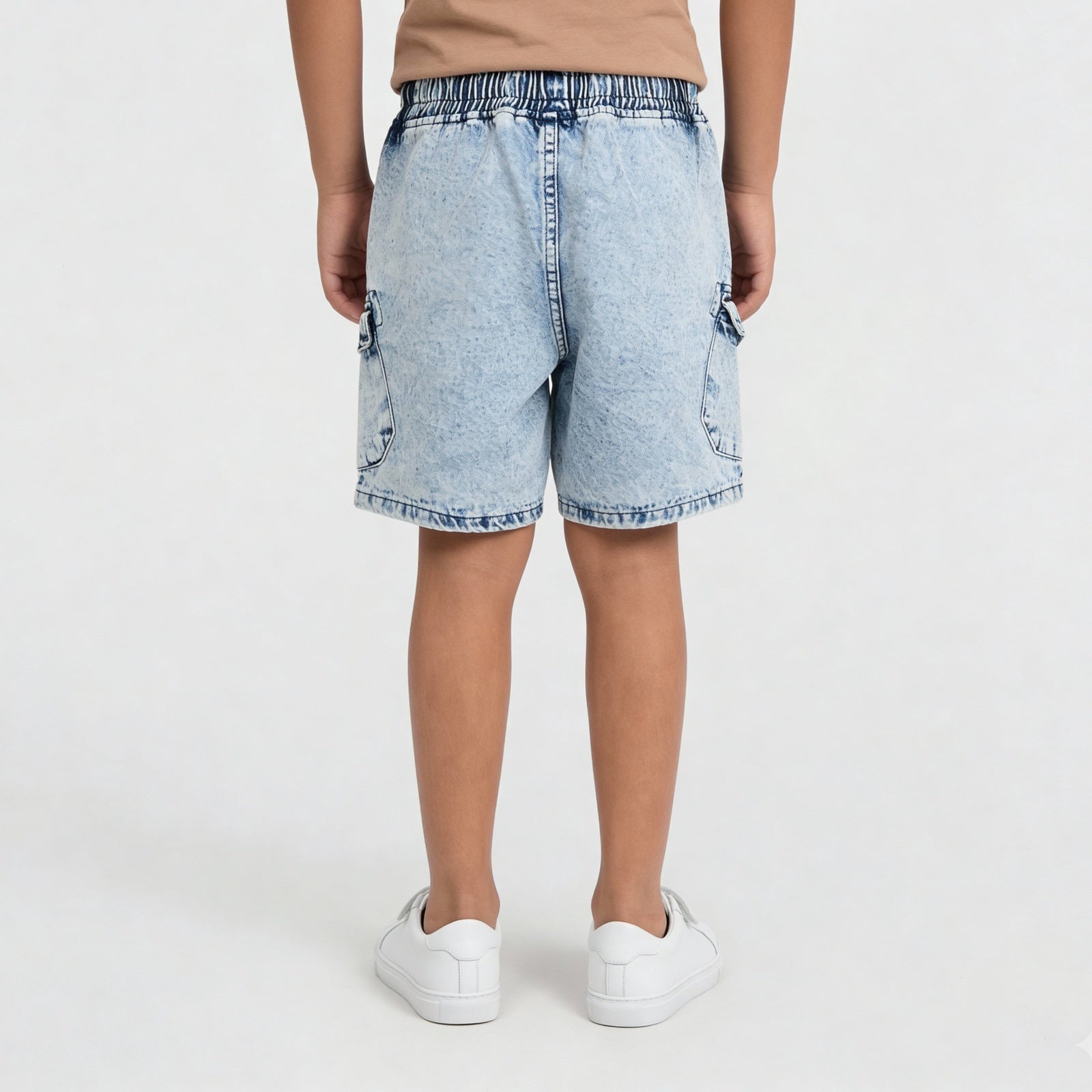 Boys Cotton Solid Casual Double Pocket Shorts