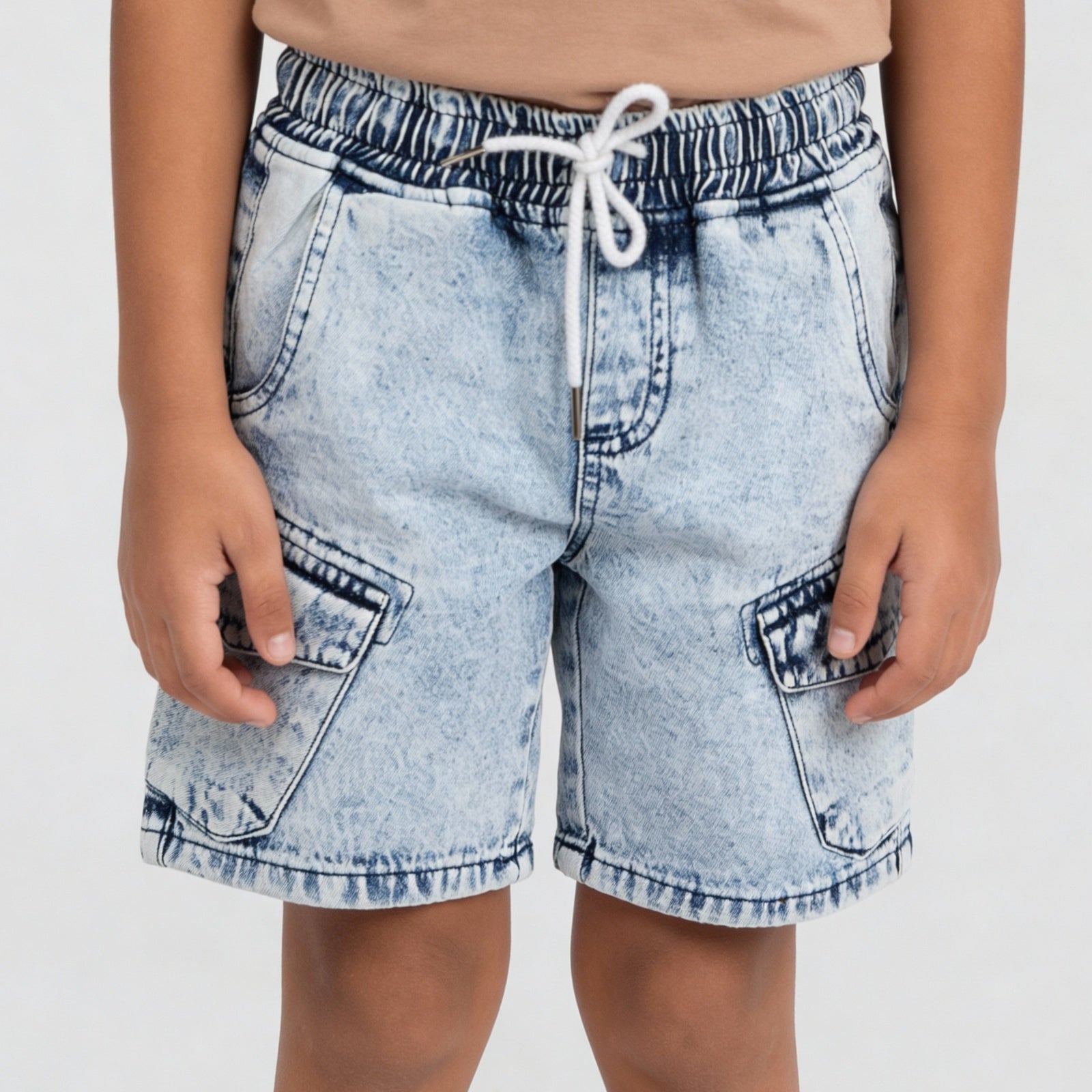 Boys Cotton Solid Casual Double Pocket Shorts
