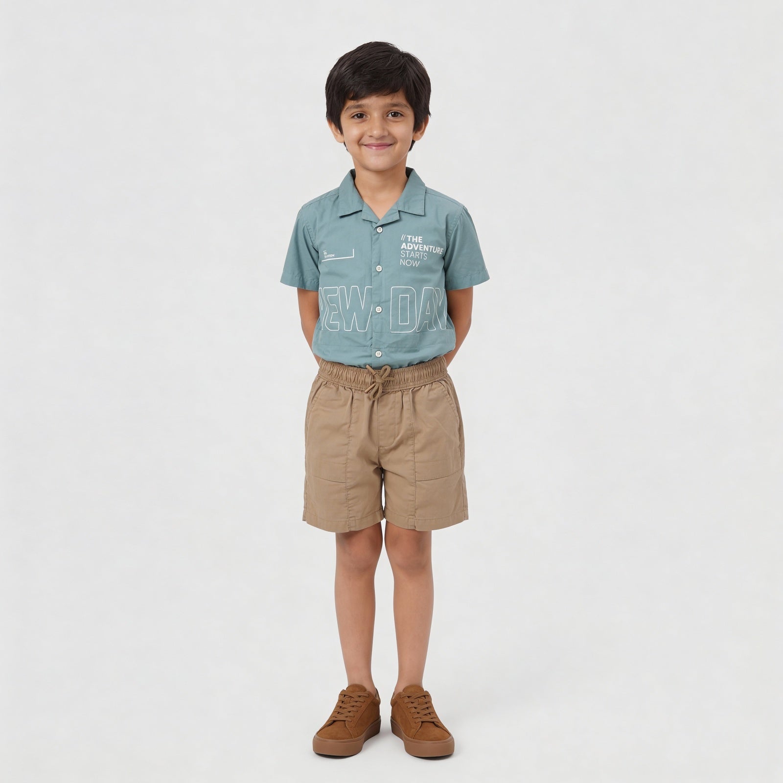 Boys Cotton Solid Pull On Shorts