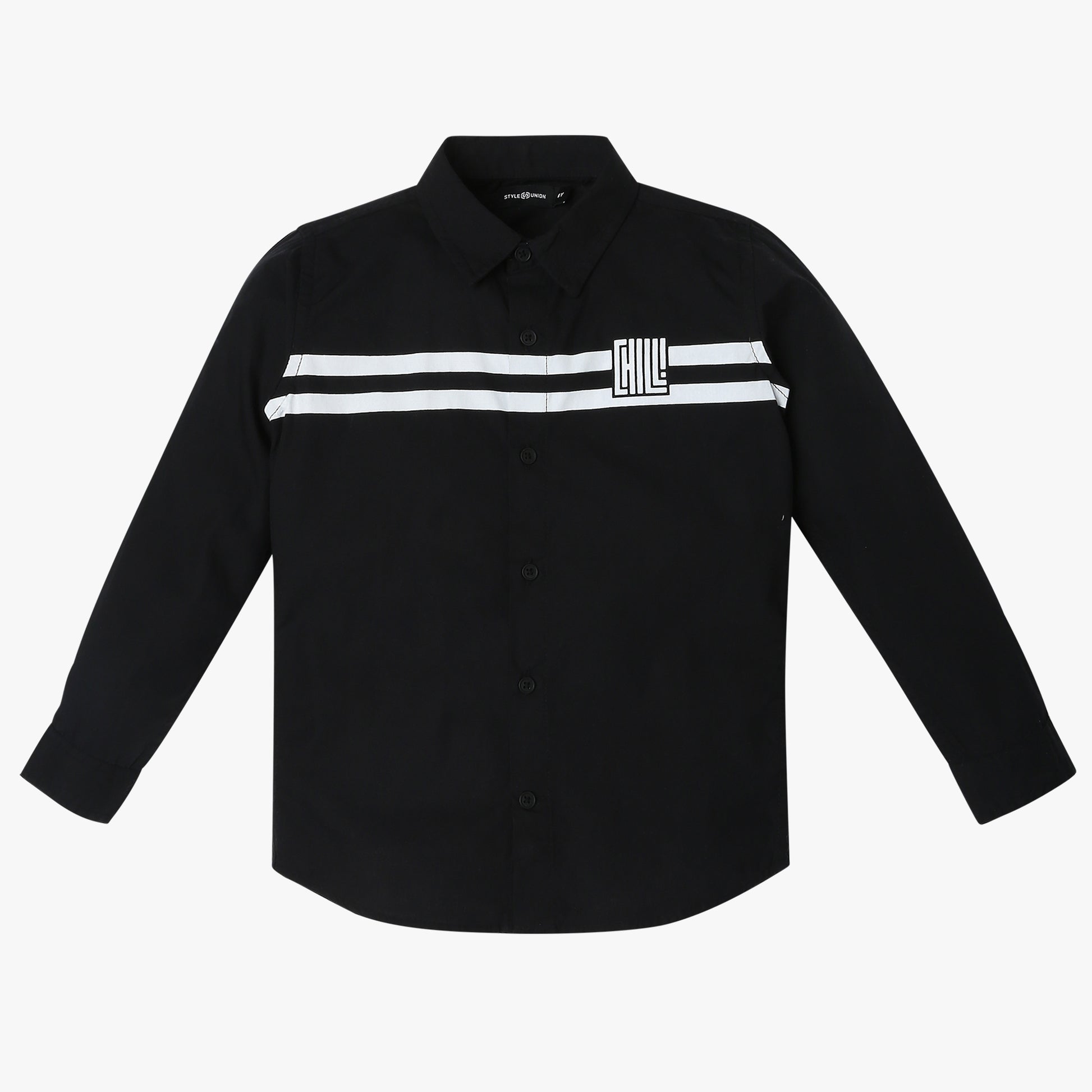 Boys Regular Fit Solid Shirt Collar Shirt