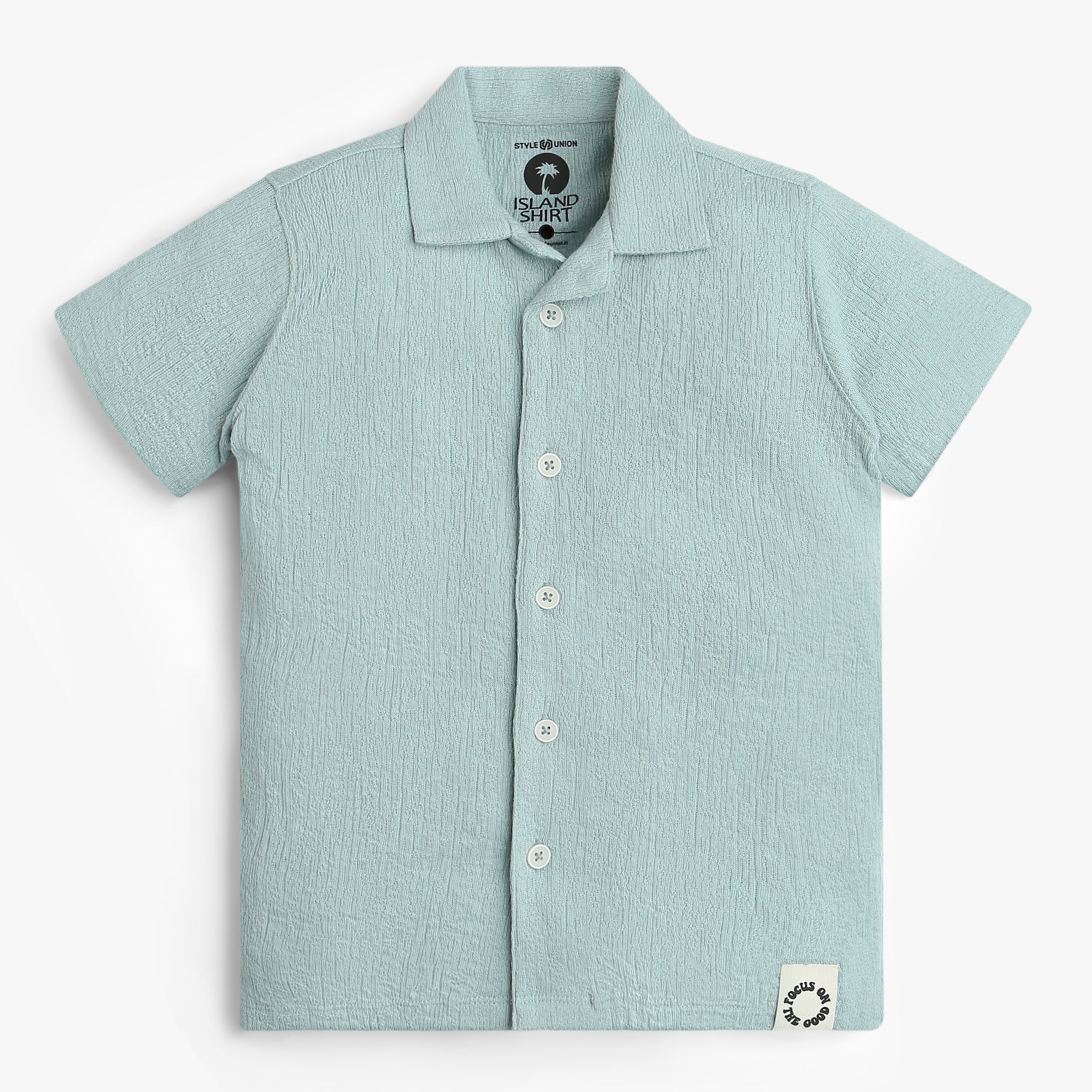Boys Shirt Collar Half Sleeve Cuban Shirt