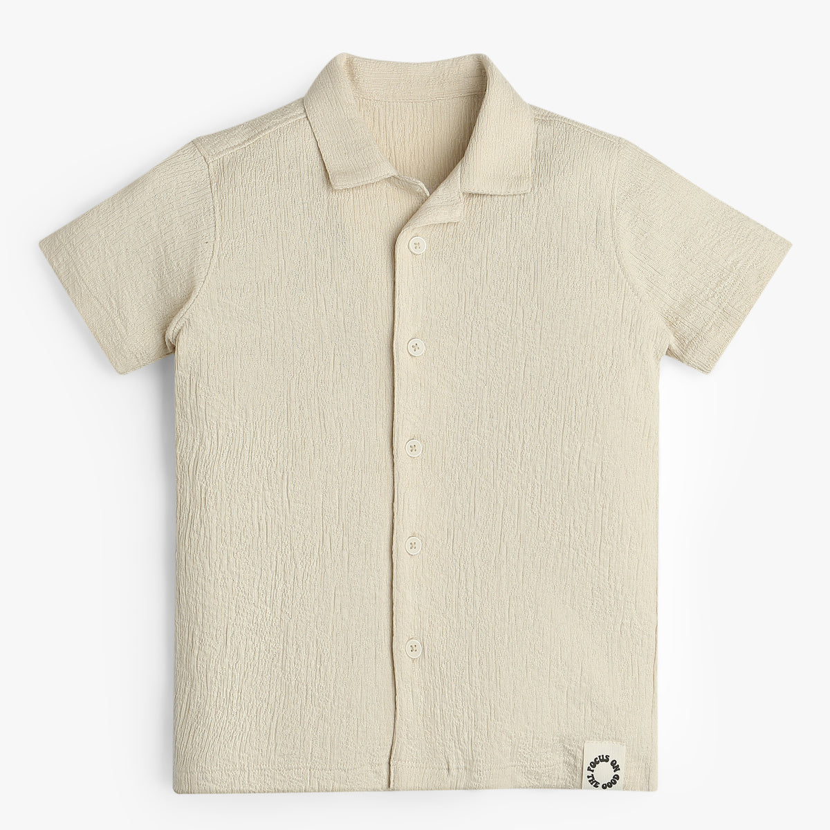 Boys Shirt Collar Half Sleeve Cuban Shirt