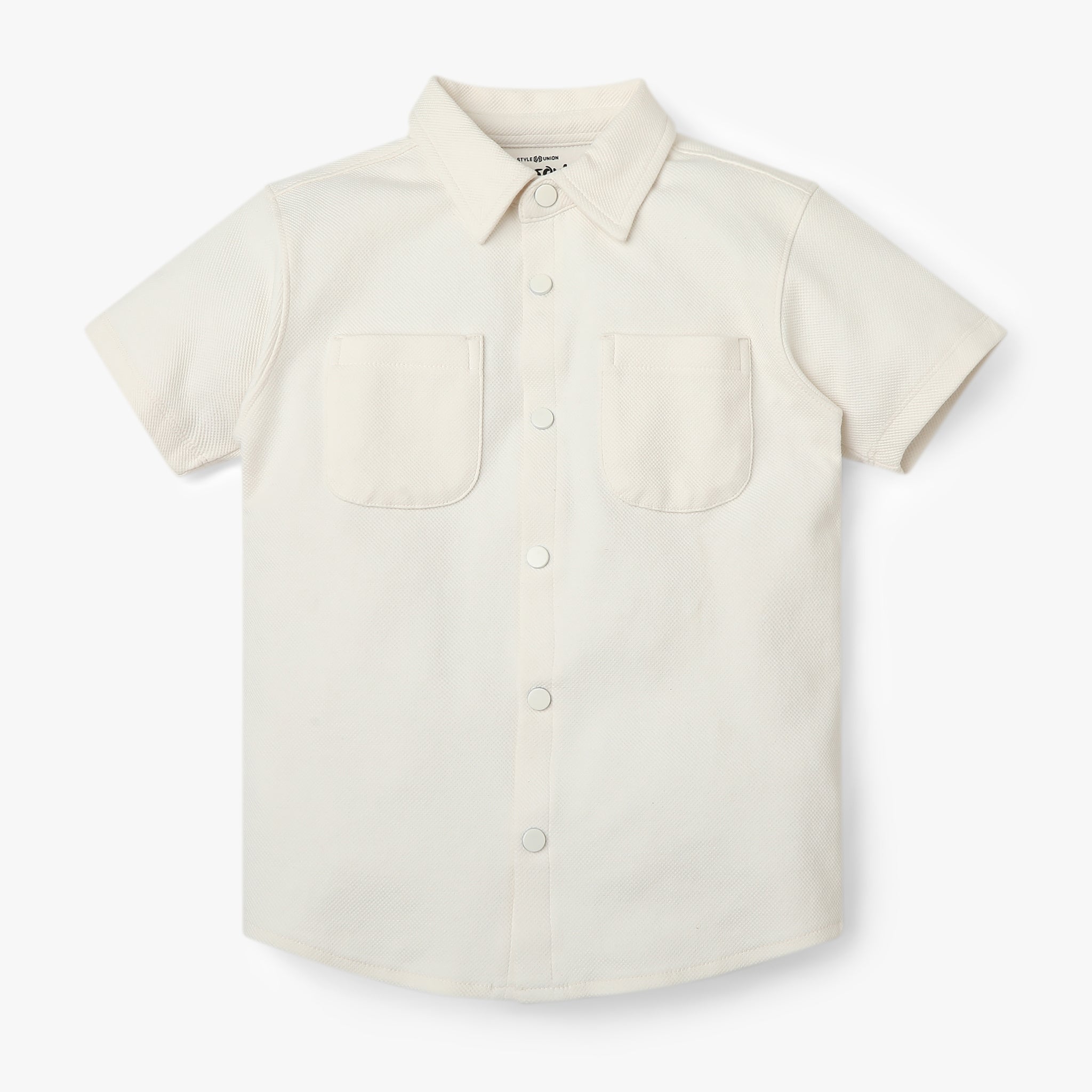 Boys Shirt Collar Half Sleeve Cuban Shirt