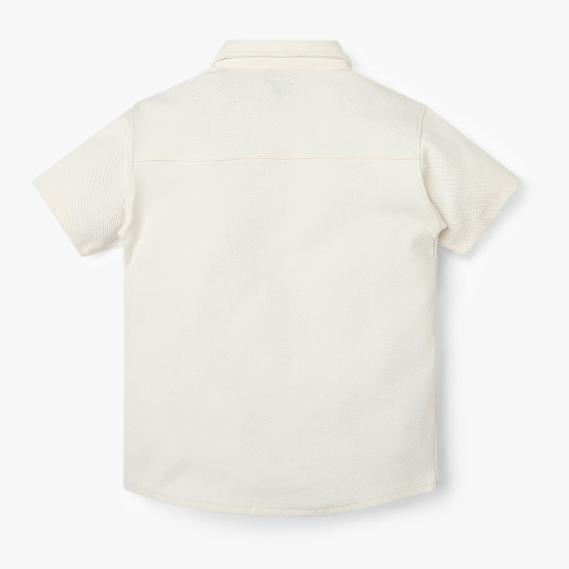 Boys Shirt Collar Half Sleeve Cuban Shirt