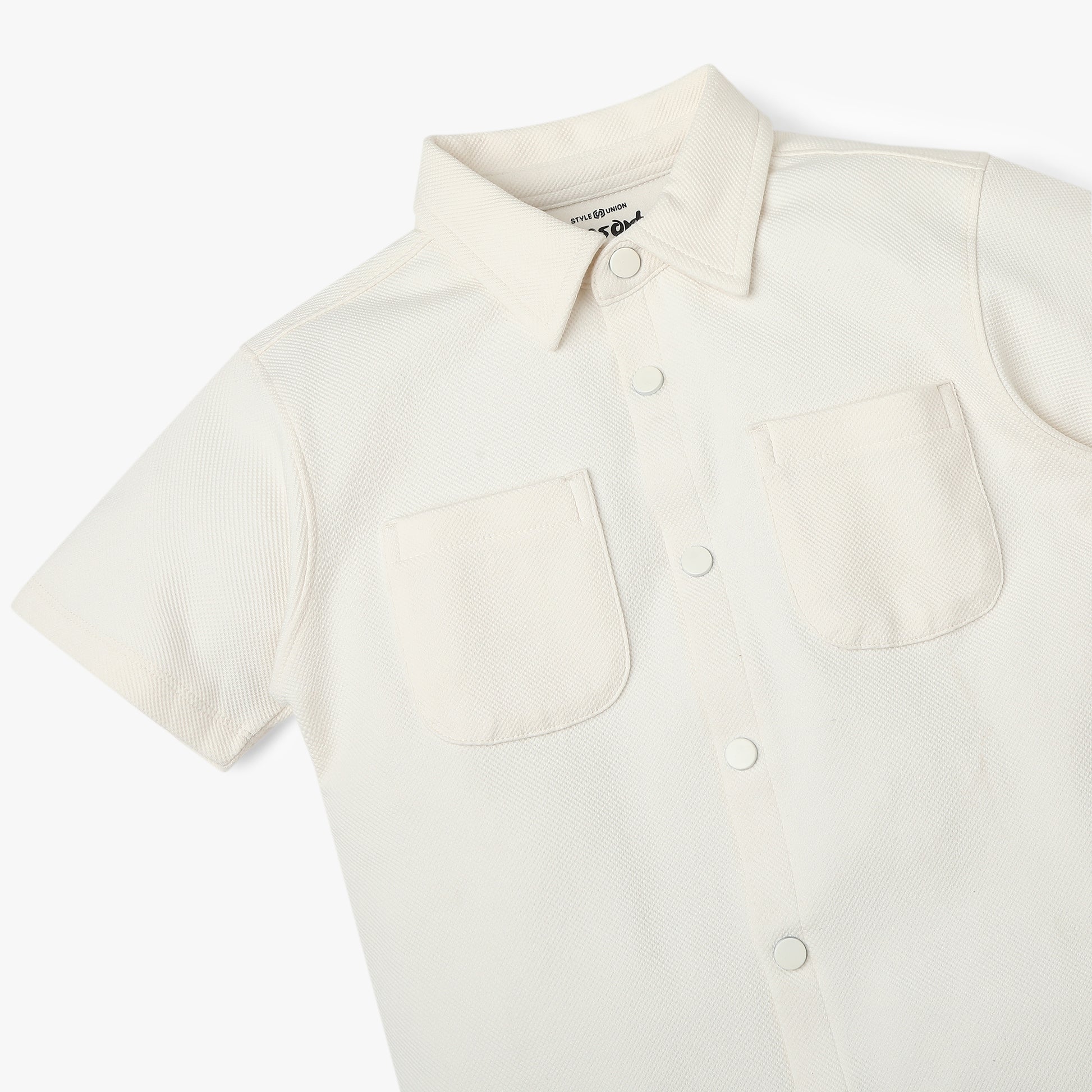 Boys Shirt Collar Half Sleeve Cuban Shirt