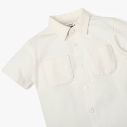 Boys Shirt Collar Half Sleeve Cuban Shirt