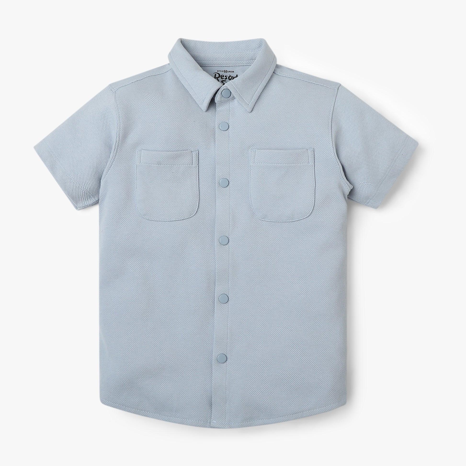 Boys Shirt Collar Half Sleeve Cuban Shirt