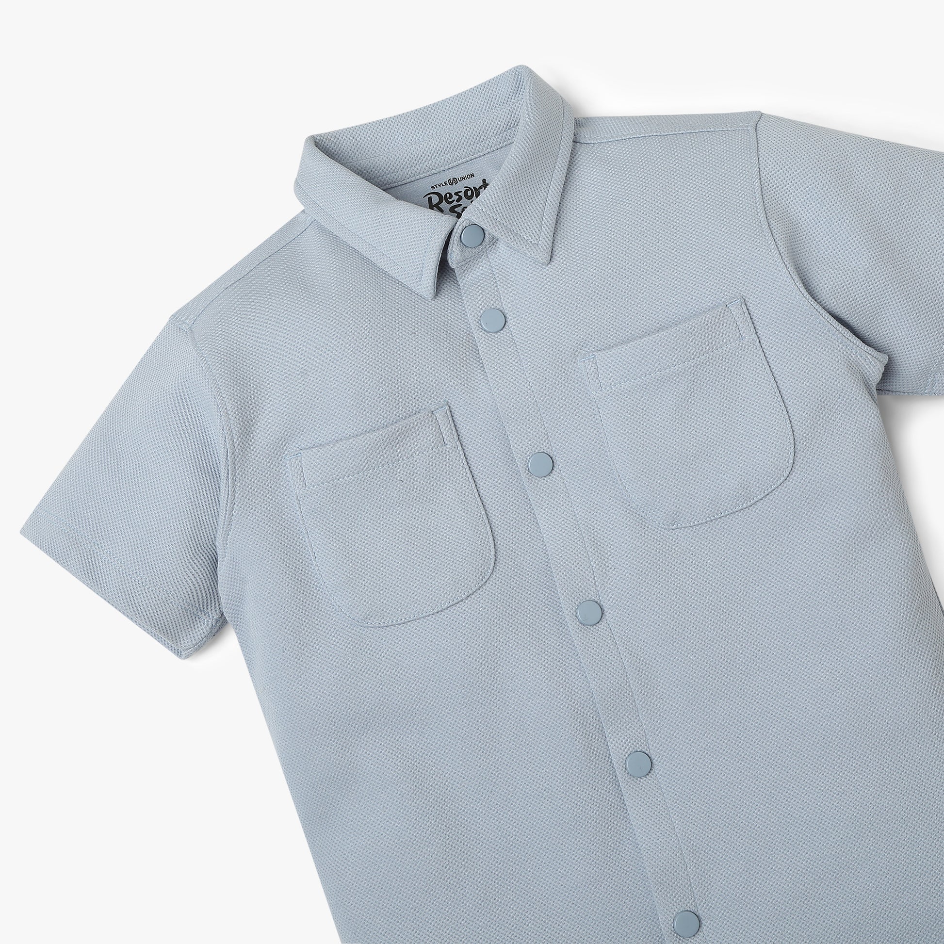 Boys Shirt Collar Half Sleeve Cuban Shirt