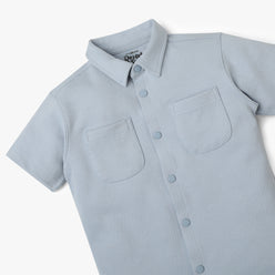 Boys Shirt Collar Half Sleeve Cuban Shirt