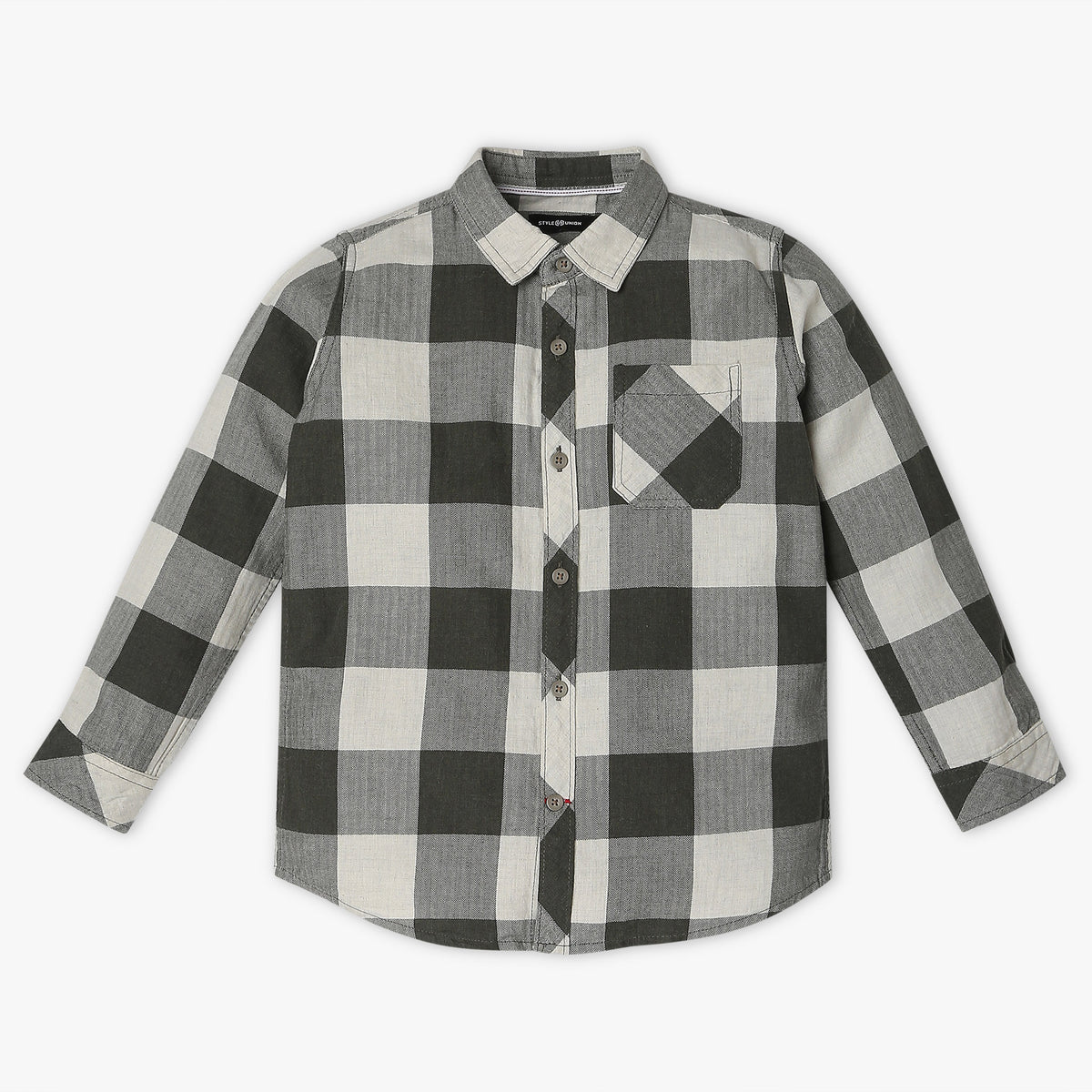 Boys Regular Fit Checkered Shirt Collar Shirt