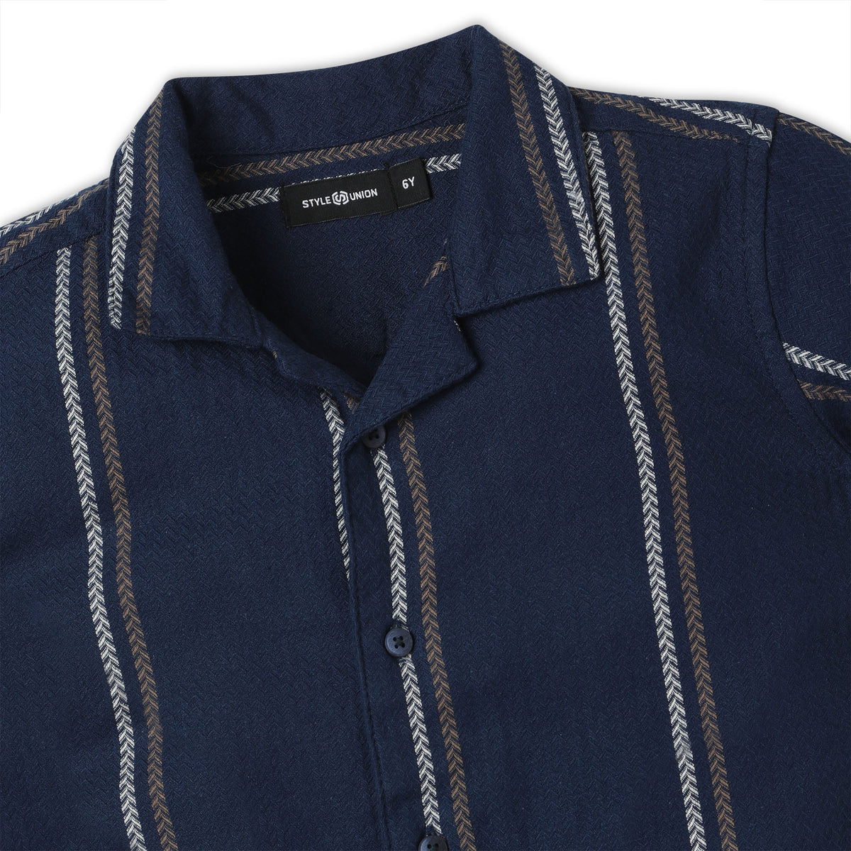 Boys Regular Fit Striped Shirt Collar Shirt