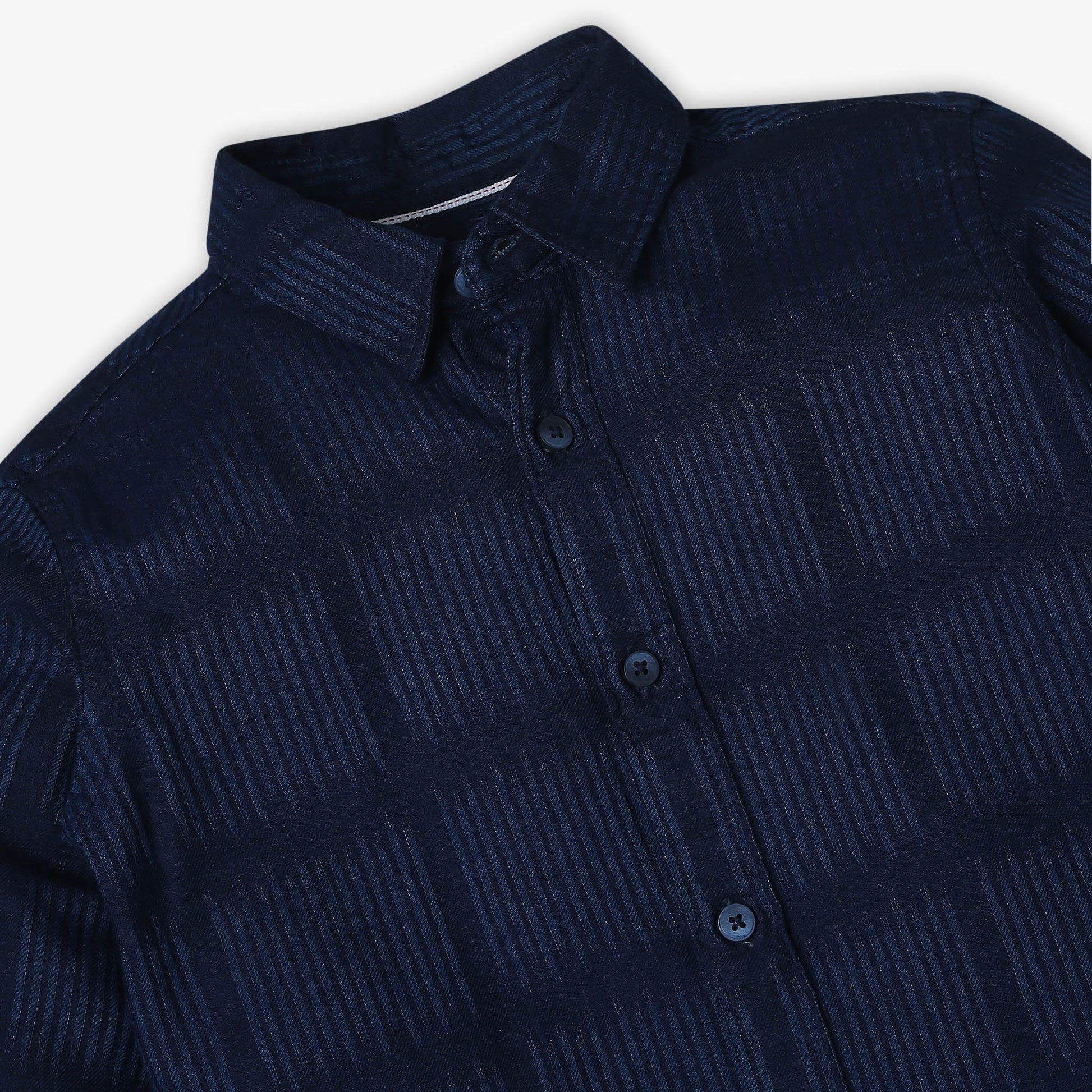 Boys Regular Fit Striped Shirt Collar Shirt