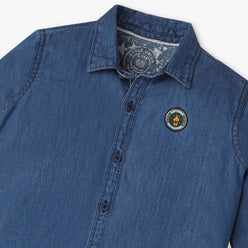 Boys Solid Collar Full Length Sleeve Relaxed Fit Shirt