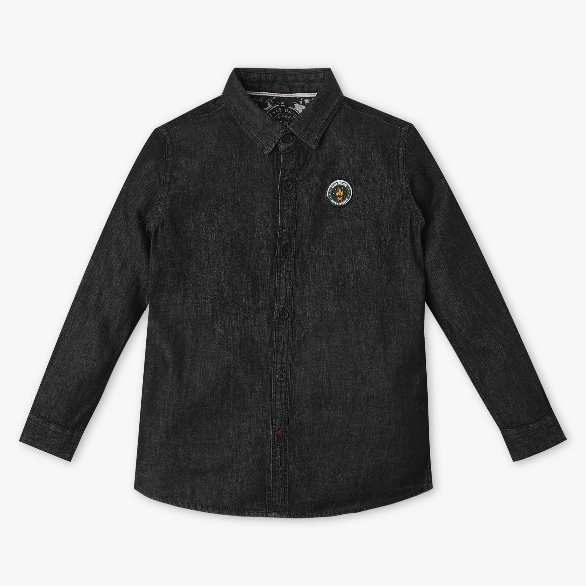 Boys Relaxed Fit Solid Shirt Collar Full Sleeve Shirt