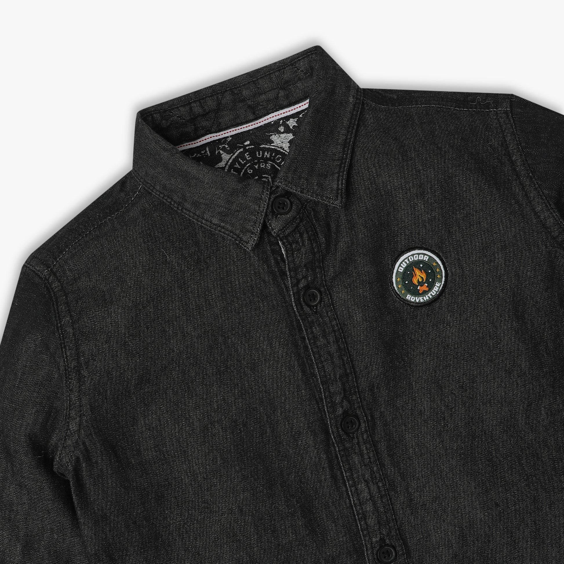 Boys Relaxed Fit Solid Shirt Collar Full Sleeve Shirt