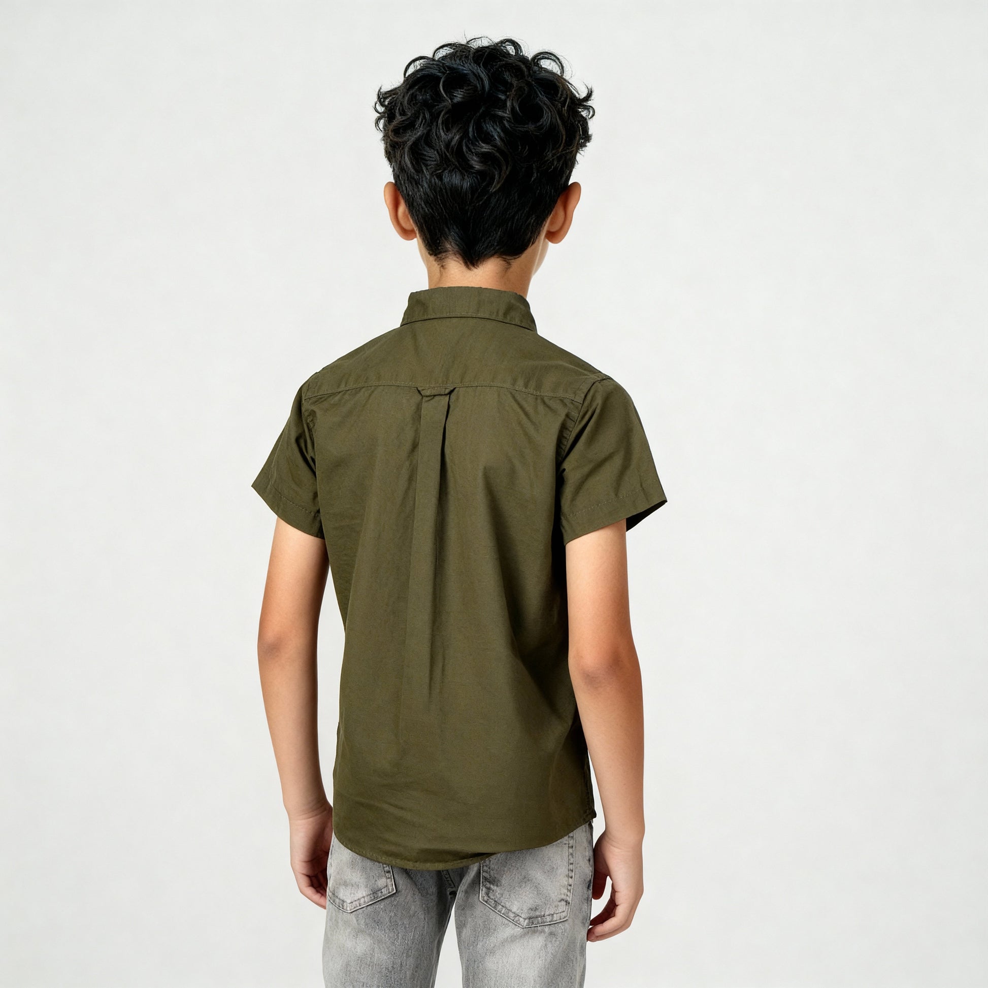 Boys Half Sleeve Shirt Collar Solid Shirt