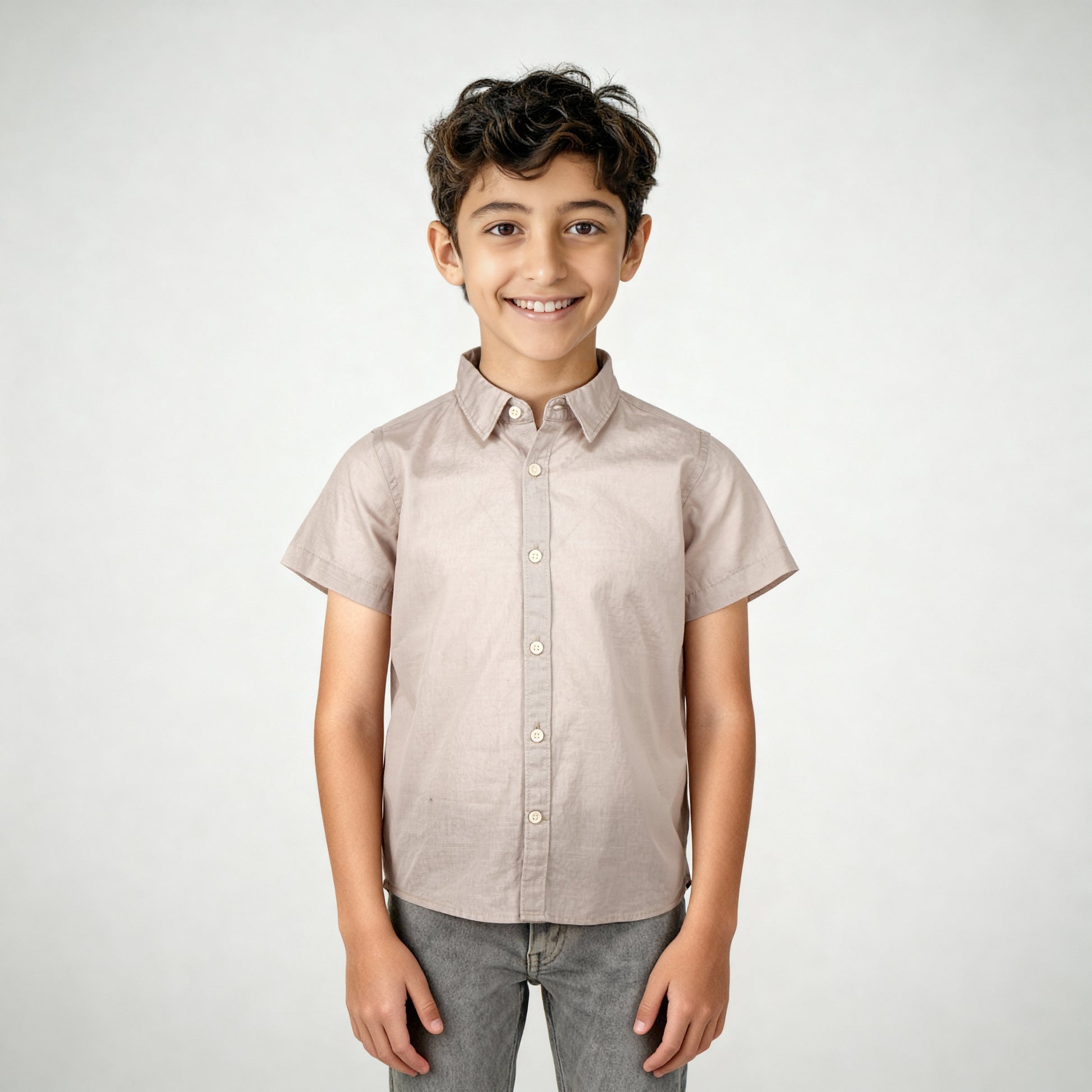 Boys Half Sleeve Shirt Collar Solid Shirt
