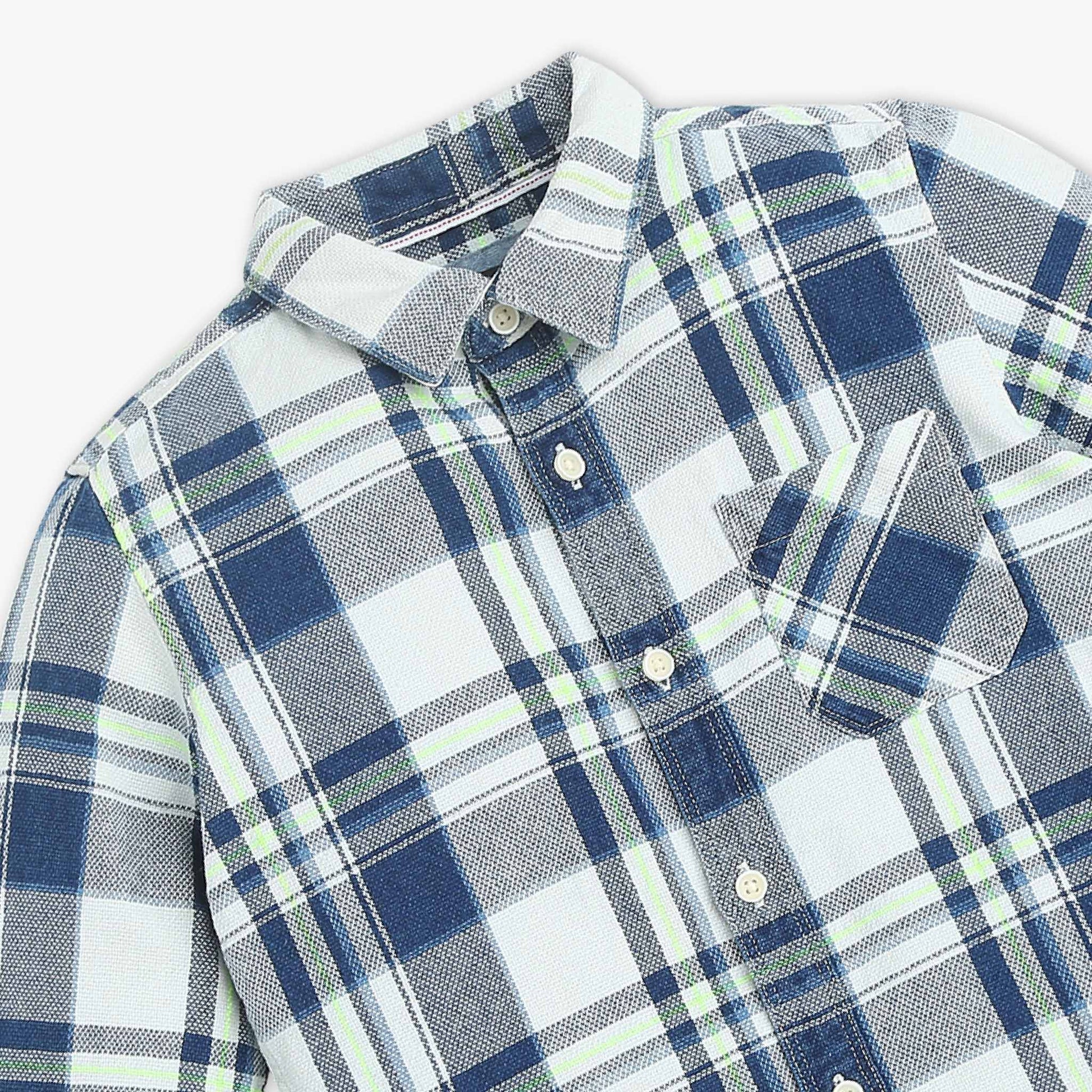 Boys Collar Full Length Sleeve Checkered Shirt