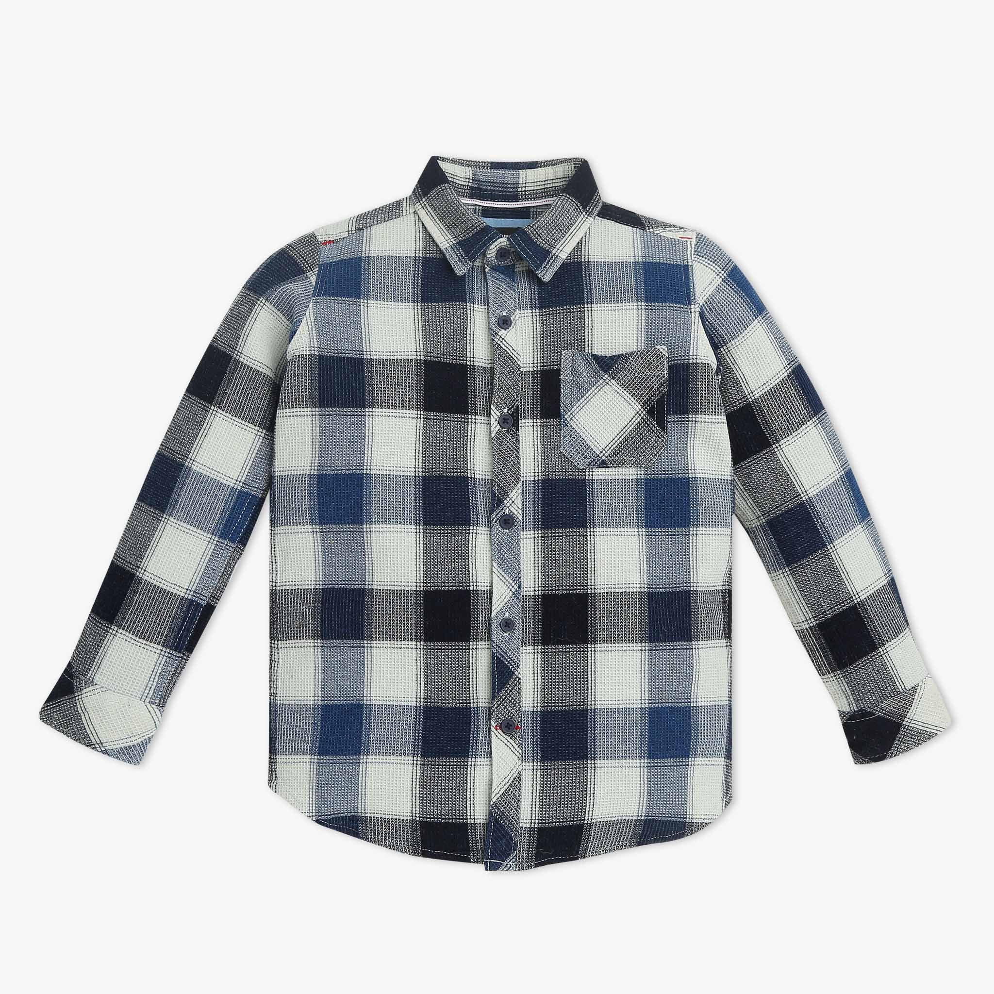 Boys Collar Full Length Sleeve Checkered Shirt