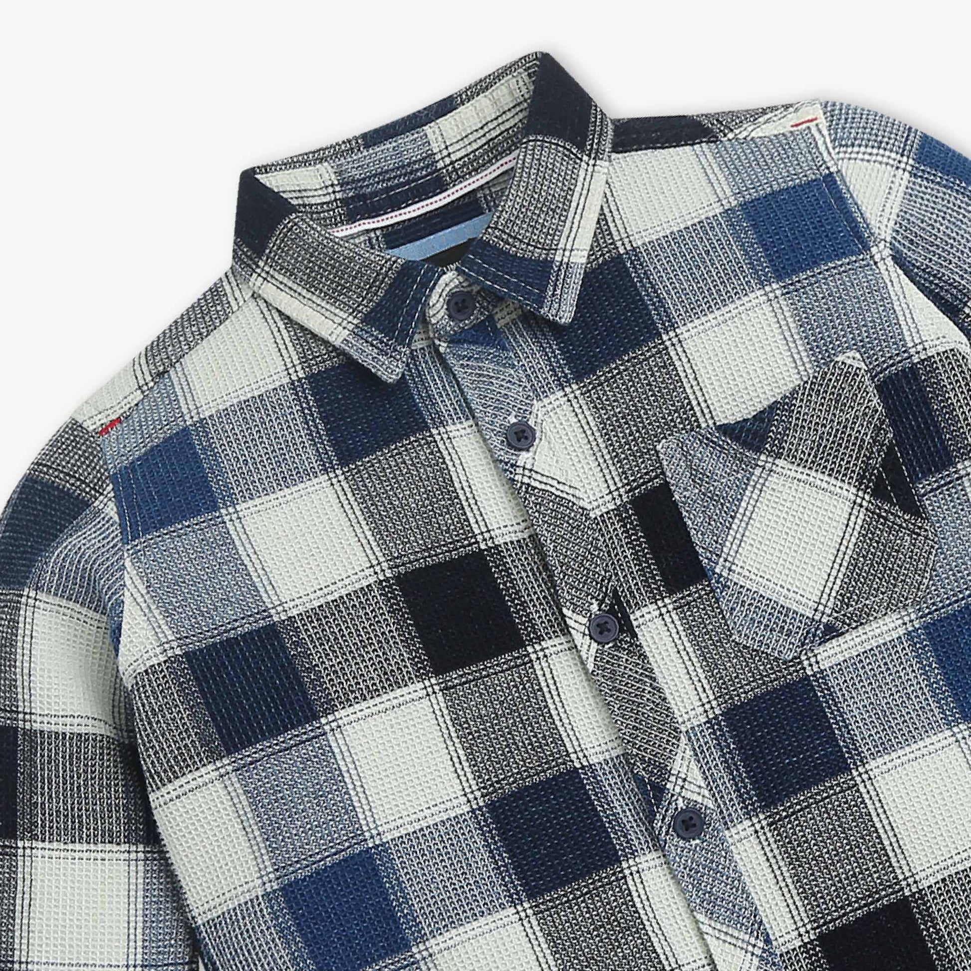 Boys Collar Full Length Sleeve Checkered Shirt