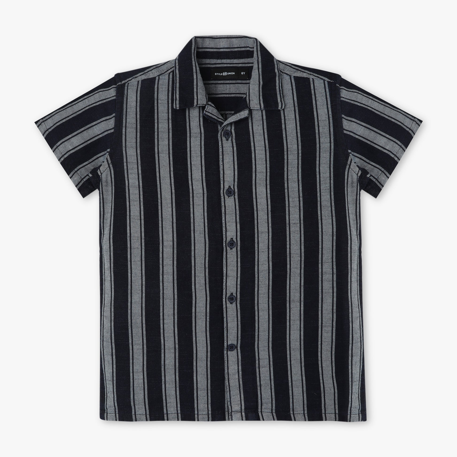 Boys Regular Fit Striped Shirt Collar Half Sleeve Shirt