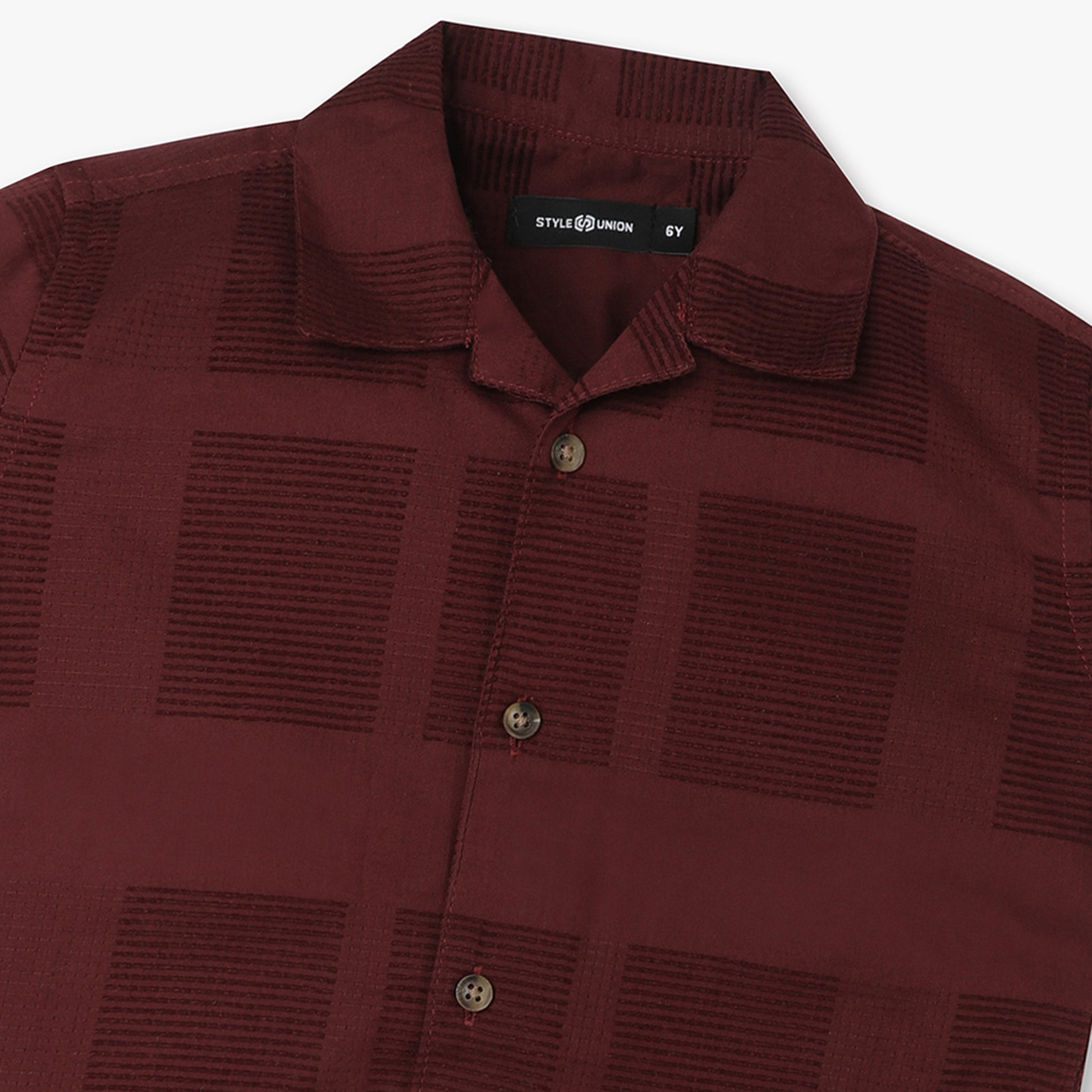 Boys Regular Fit Cut and Sew Camp Collar Shirt