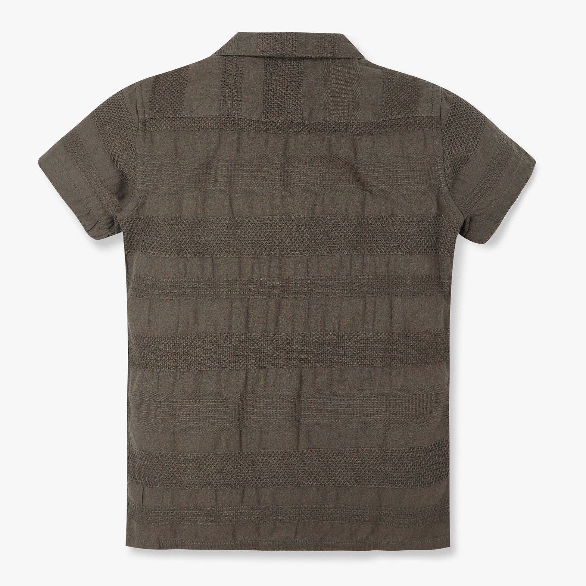 Boys Regular Fit Cut and Sew Camp Collar Shirt