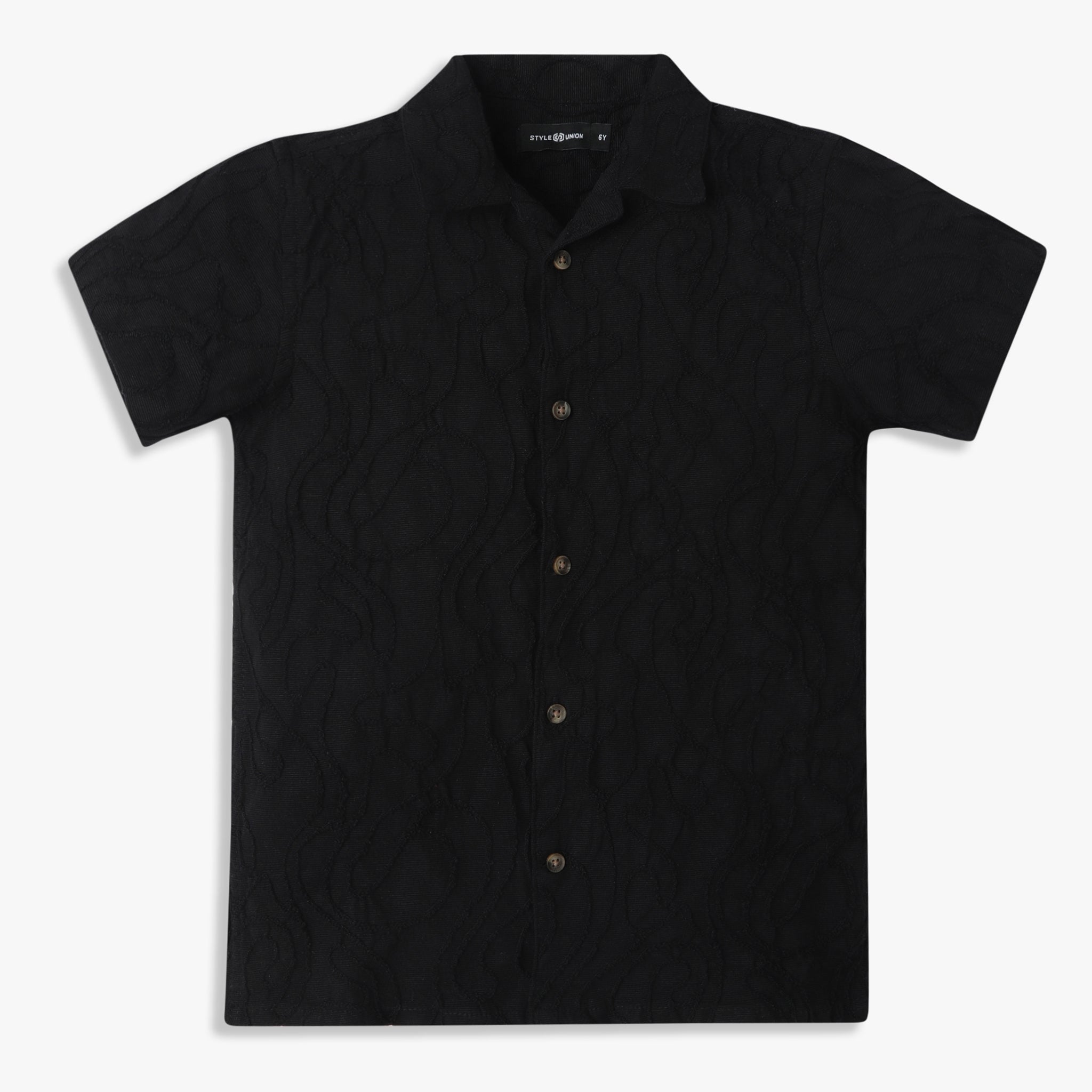 Boys Regular Fit Cut and Sew Camp Collar Shirt