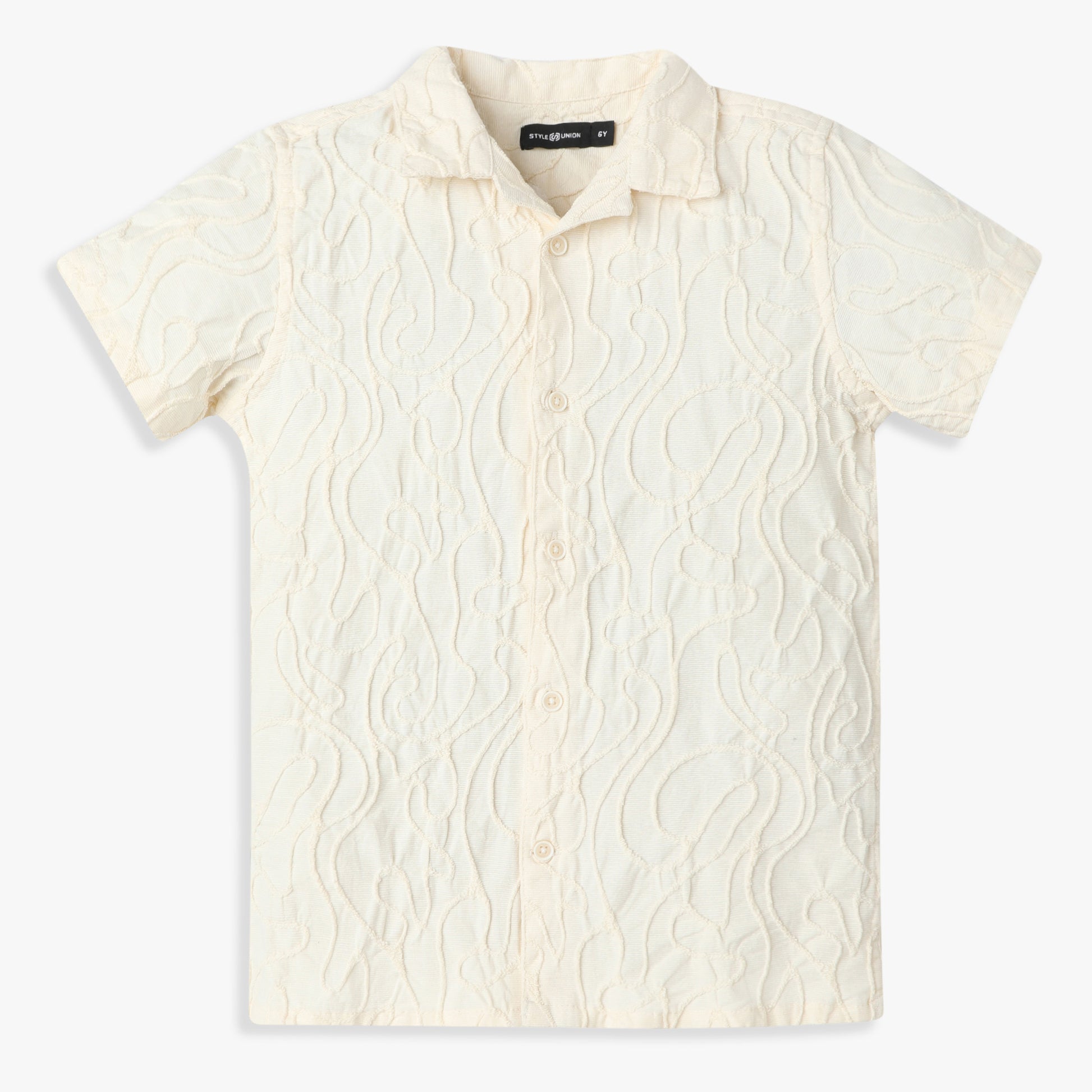 Boys Regular Fit Cut and Sew Camp Collar Shirt