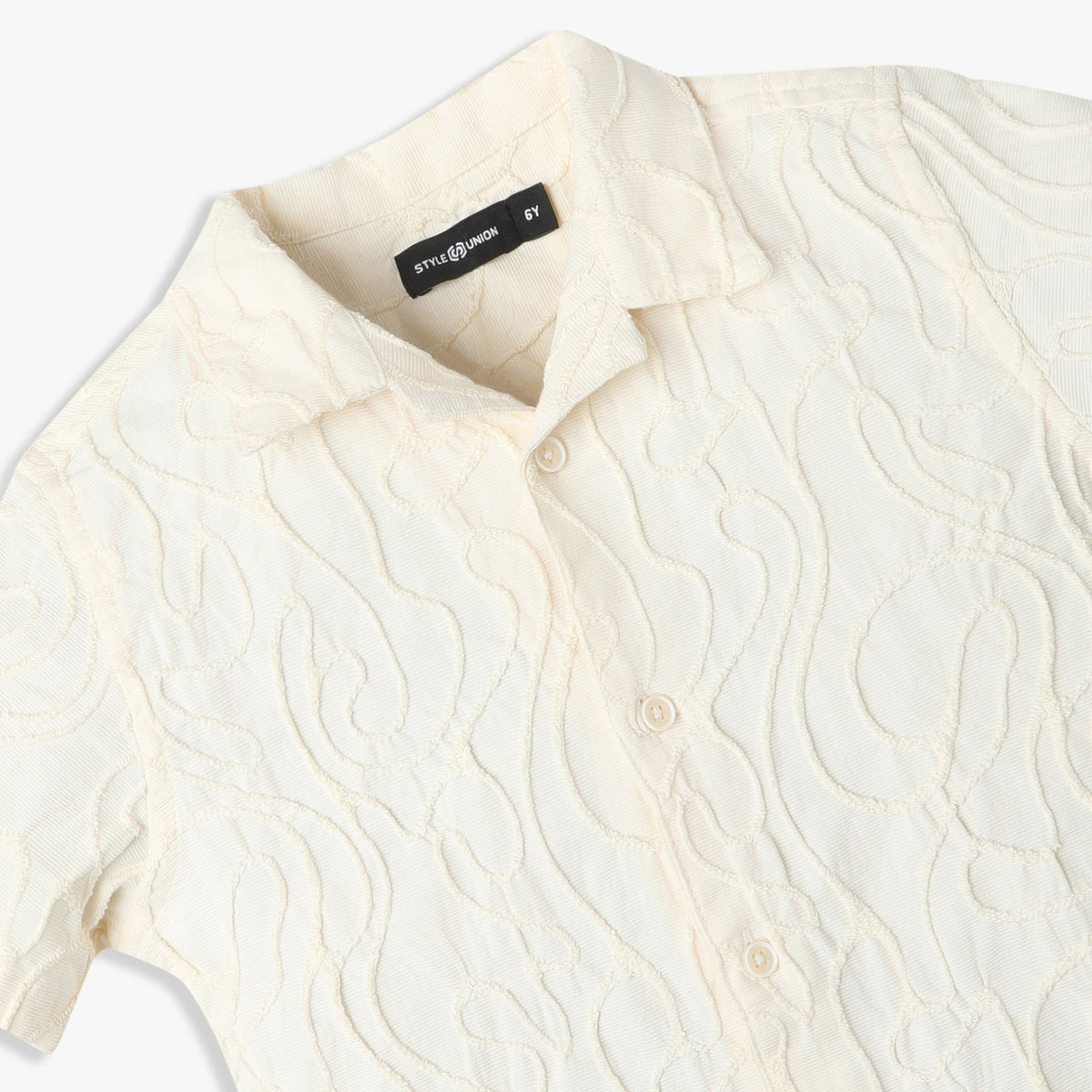 Boys Regular Fit Cut and Sew Camp Collar Shirt