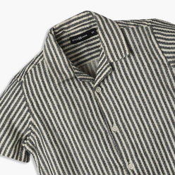 Boys Regular Fit Striped Camp Collar Shirt