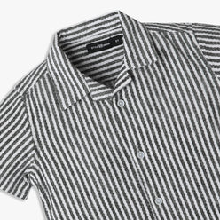 Boys Regular Fit Striped Camp Collar Shirt